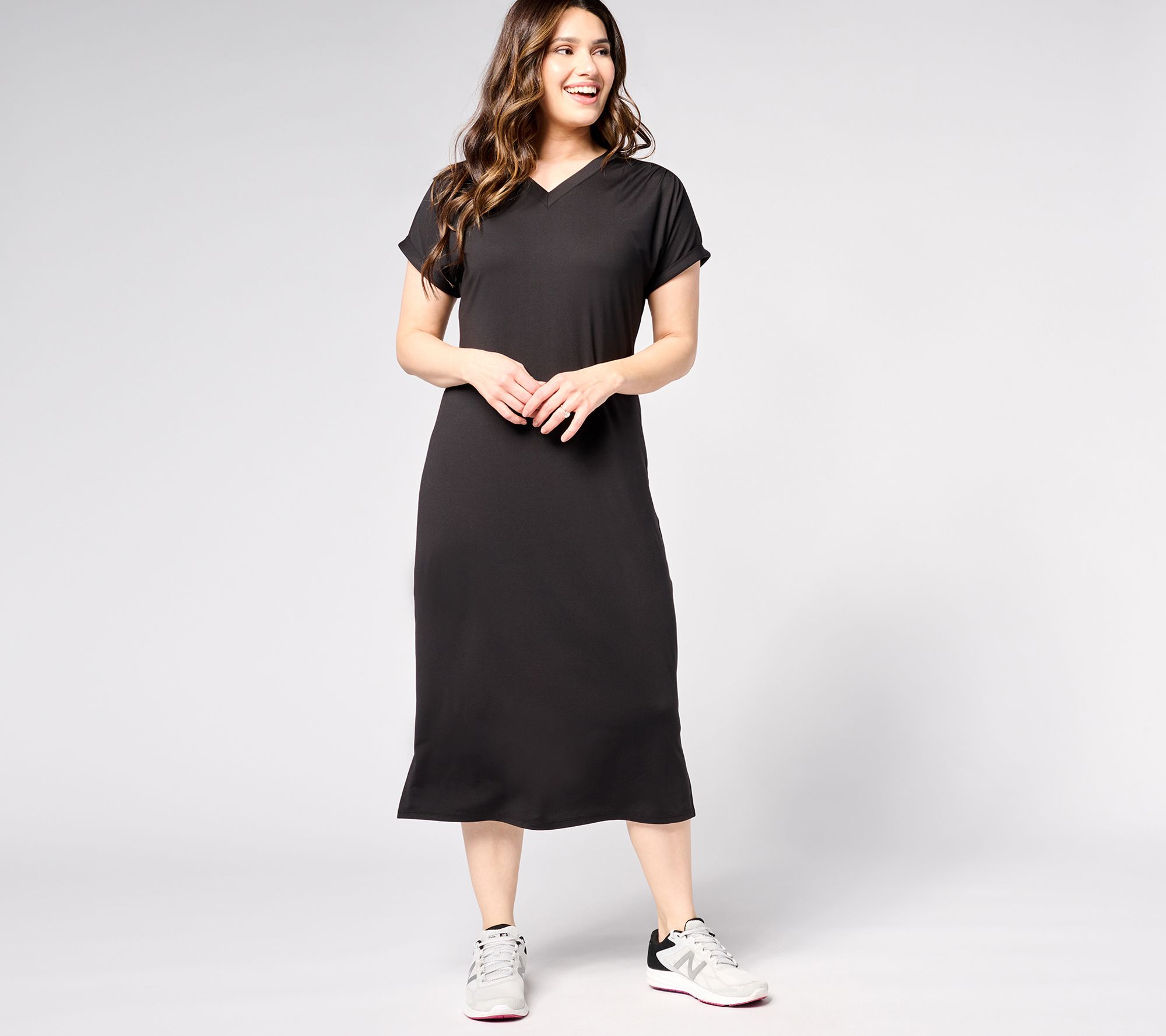 "As Is" zuda Z-Cool Regular Ruched Shoulder Short Sleeve Dress