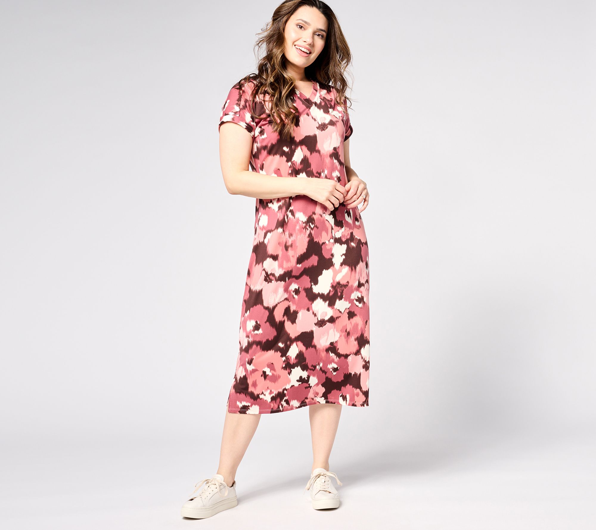 "As Is" zuda Z-Cool Regular Ruched Shoulder Short Sleeve Dress