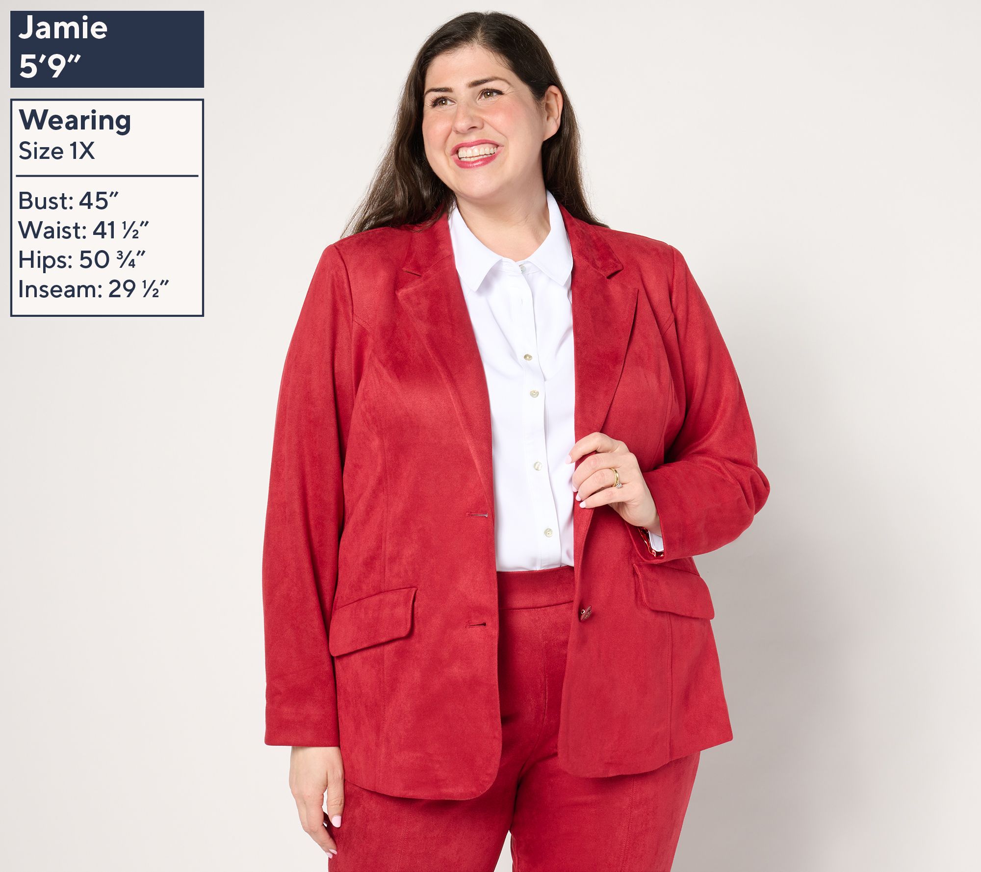 Isaac Mizrahi Live! Regular Estate Stretch Faux Suede Blazer