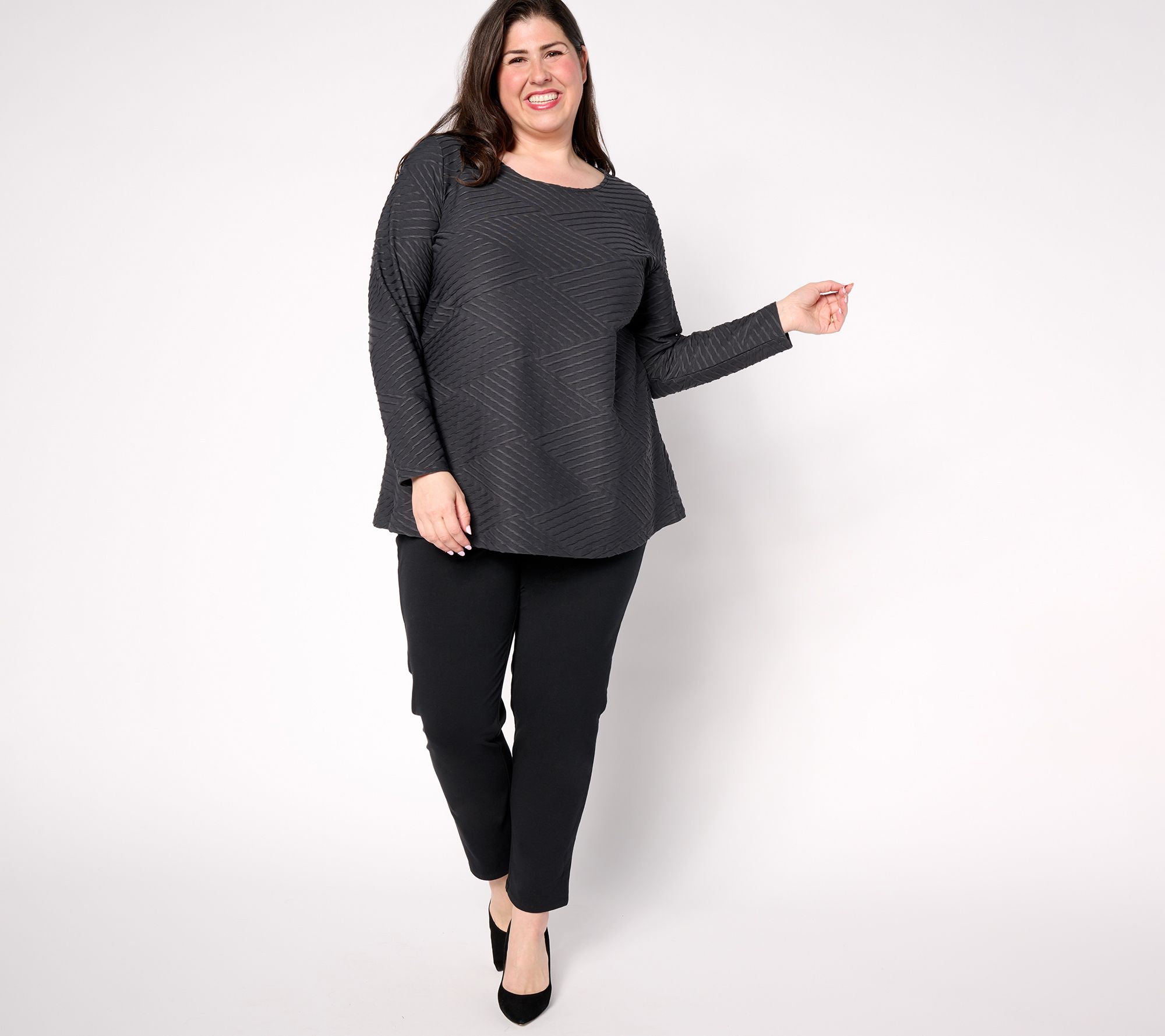 Women with Control Regular Textured Knit Top & Bottom Set