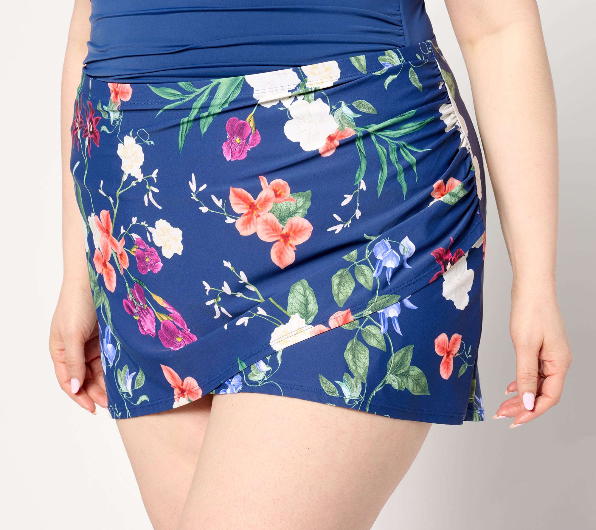 "As Is" Jantzen Pull-On Draped Wrap Front Swim Over-Skirt