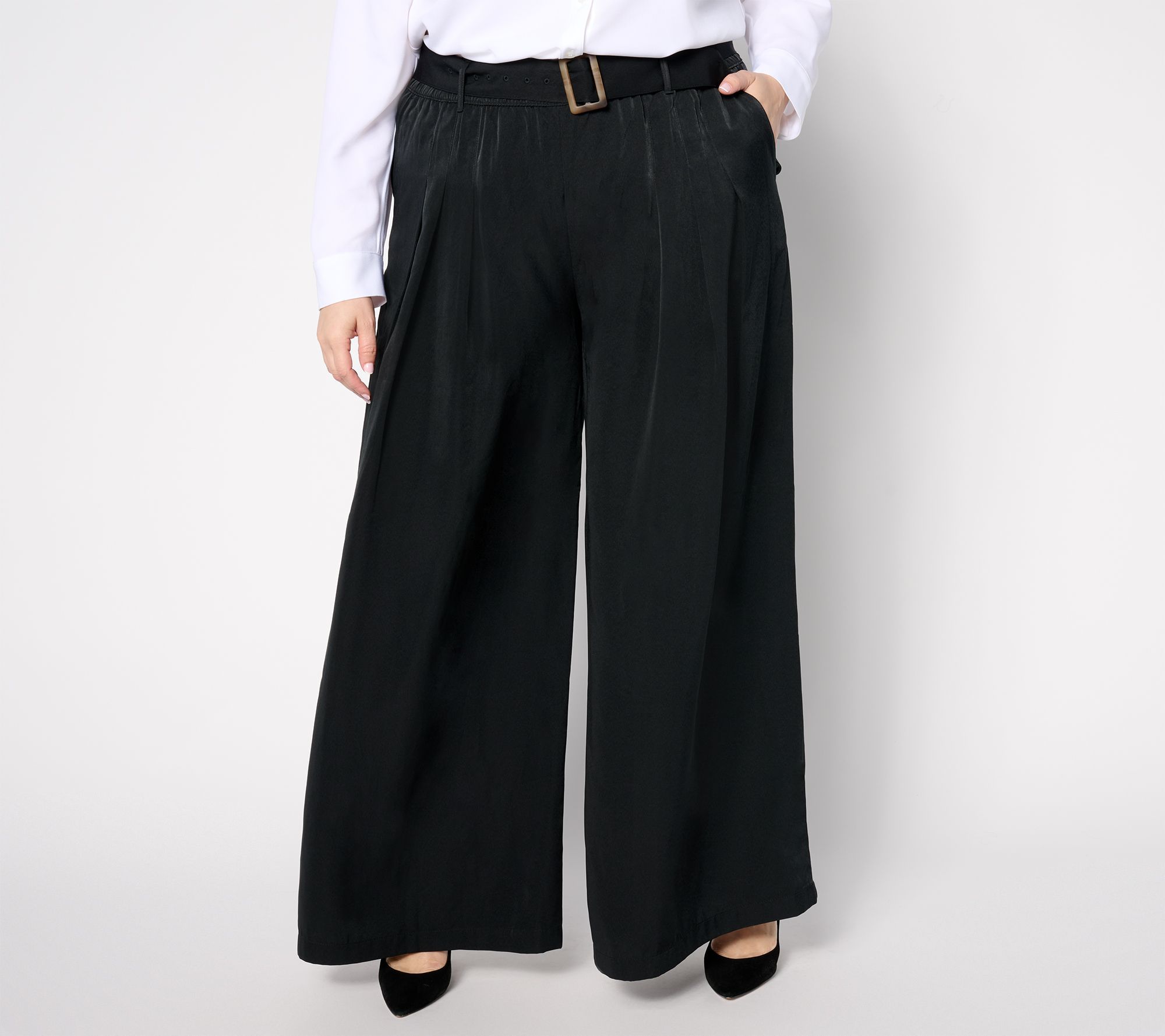 Studio Park x Shawn Killinger Tall Pleated Wide Leg Pant with Self Belt