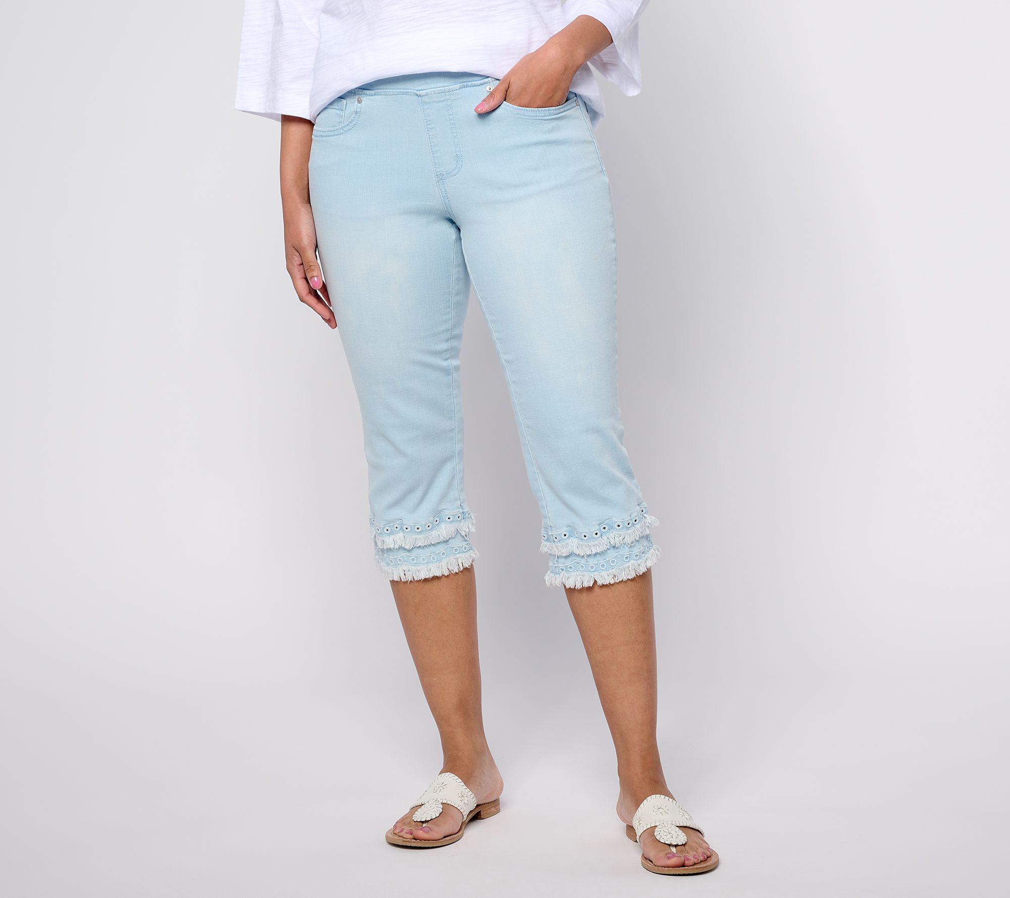 "As Is" Belle by Kim Gravel Petite TripleLuxe Eyelet Capri