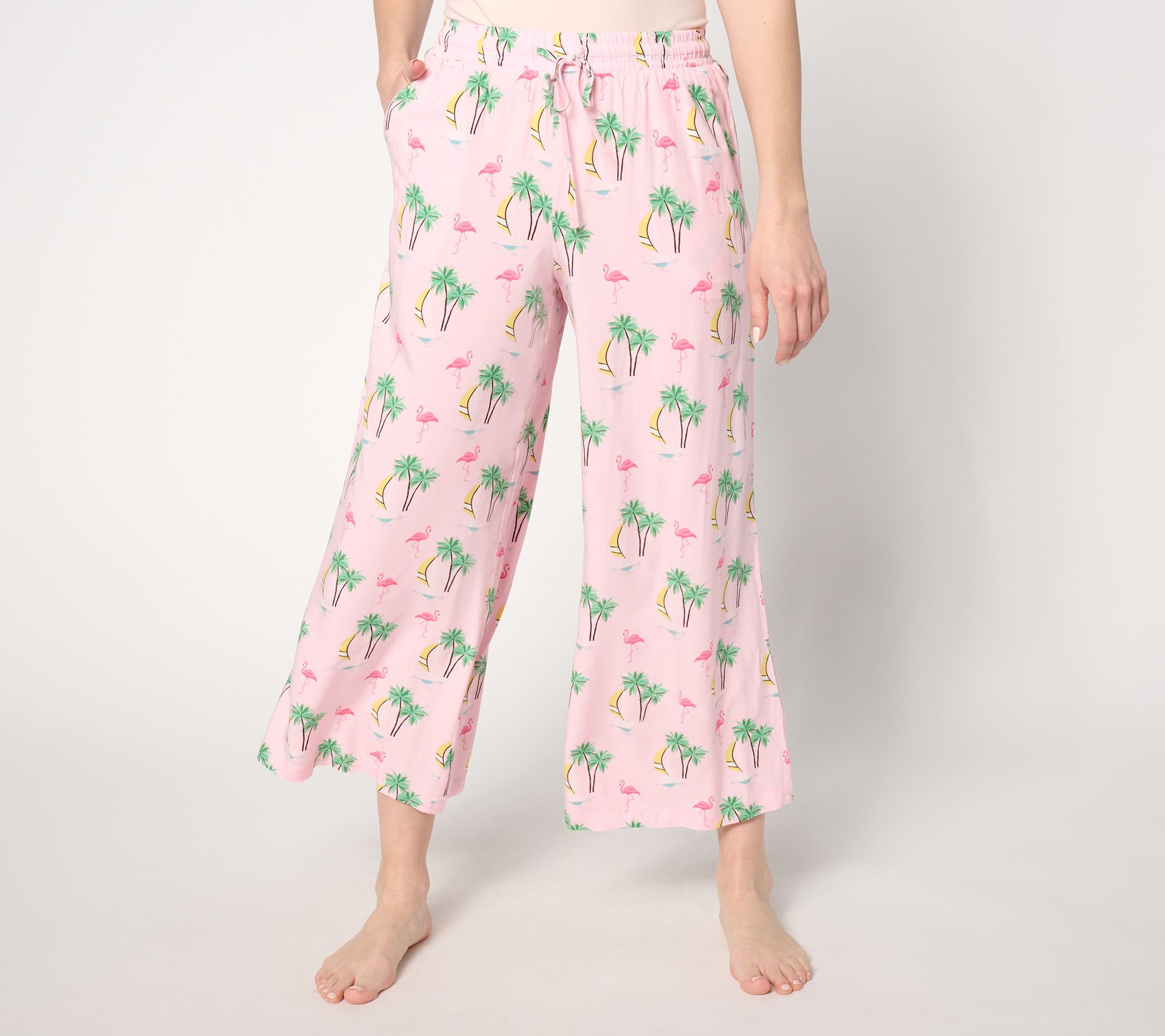 "As Is" MUK LUKS Dream Weave Wide Leg Cropped Lounge Pant