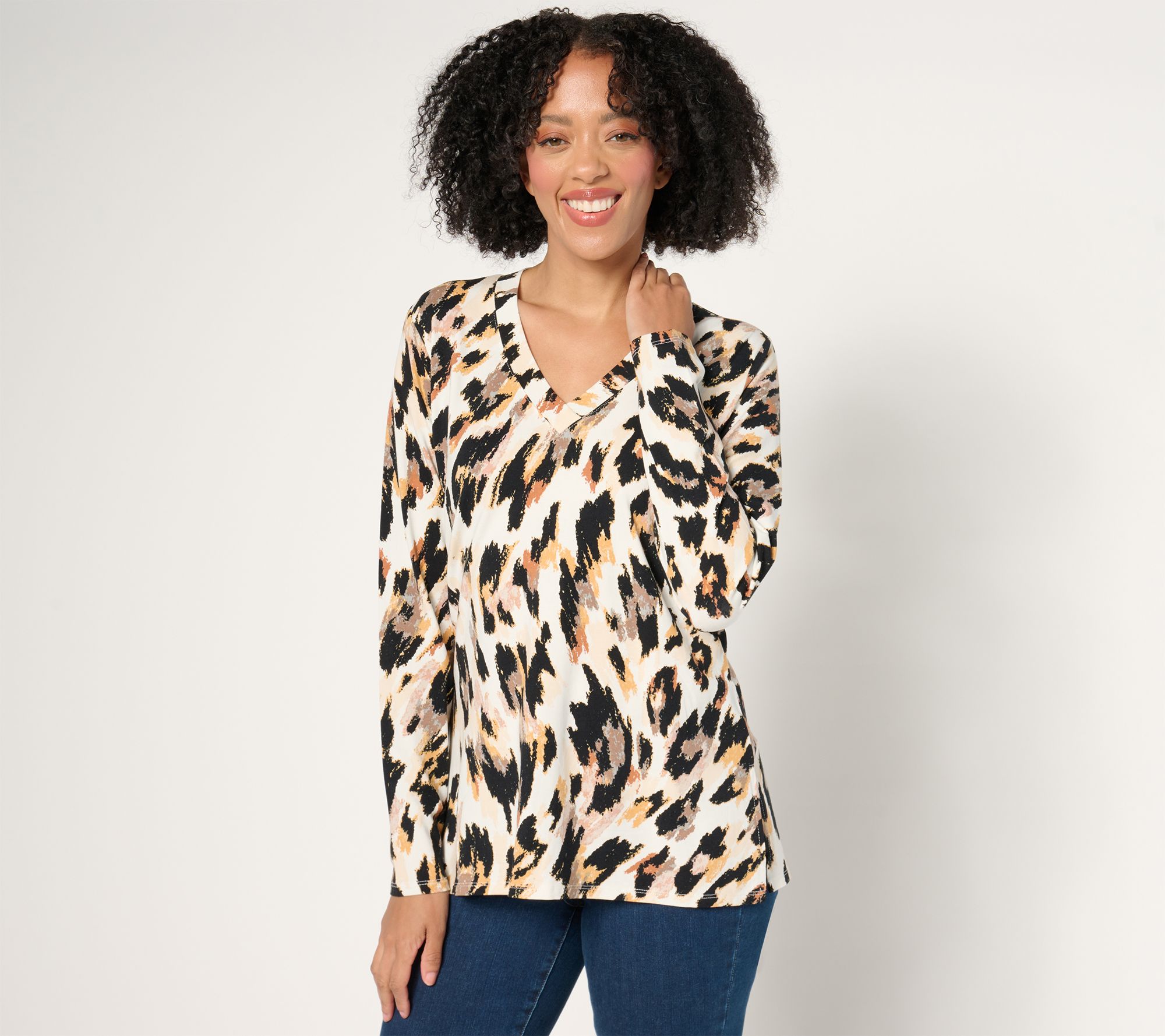 Belle by Kim Gravel TripleLuxe Knit Fierce & Femme V-Neck Top