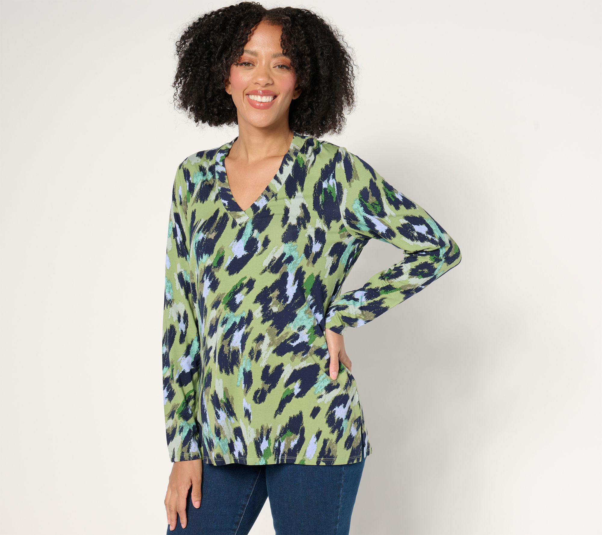 Belle by Kim Gravel TripleLuxe Knit Fierce & Femme V-Neck Top