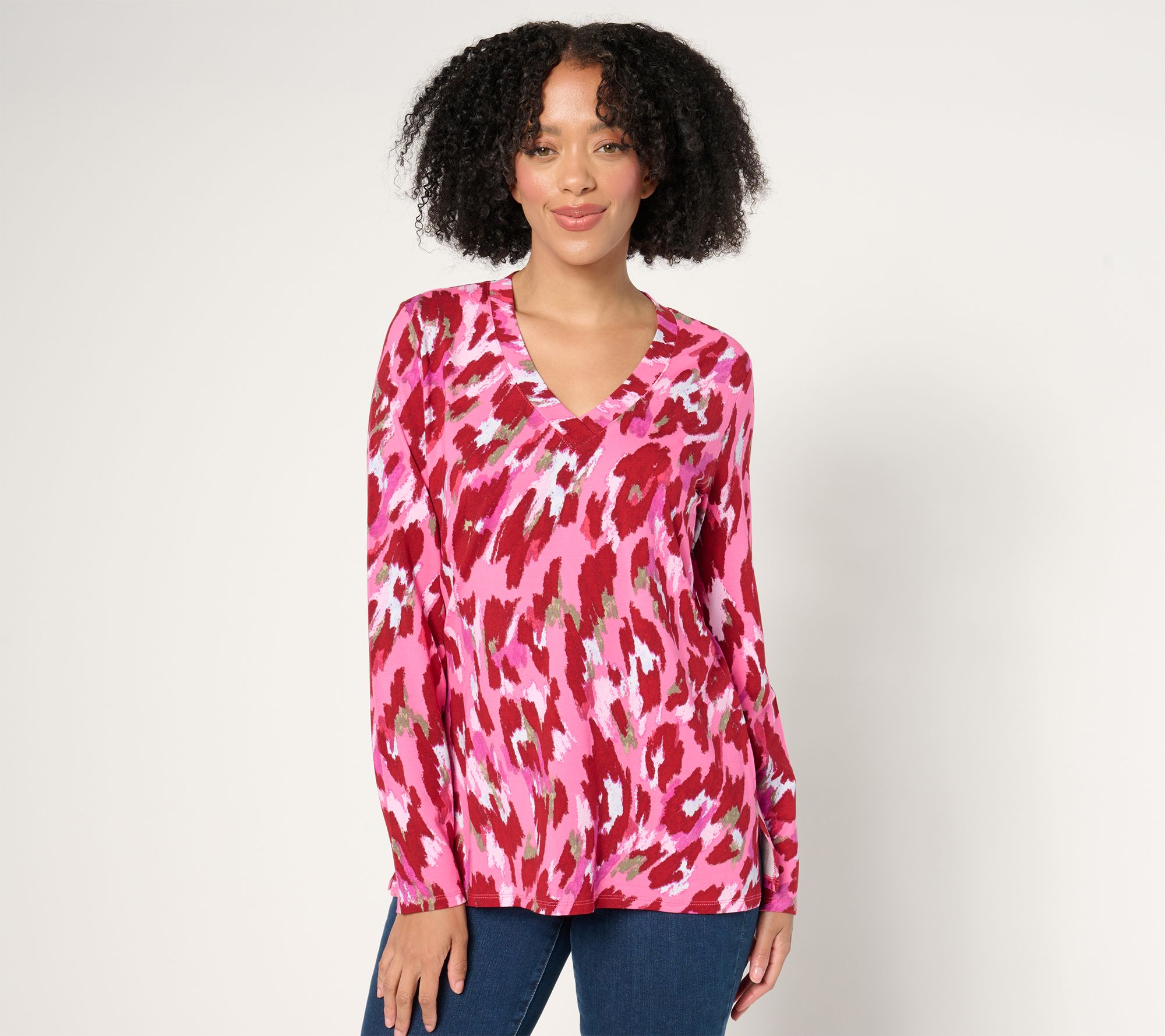 Belle by Kim Gravel TripleLuxe Knit Fierce & Femme V-Neck Top