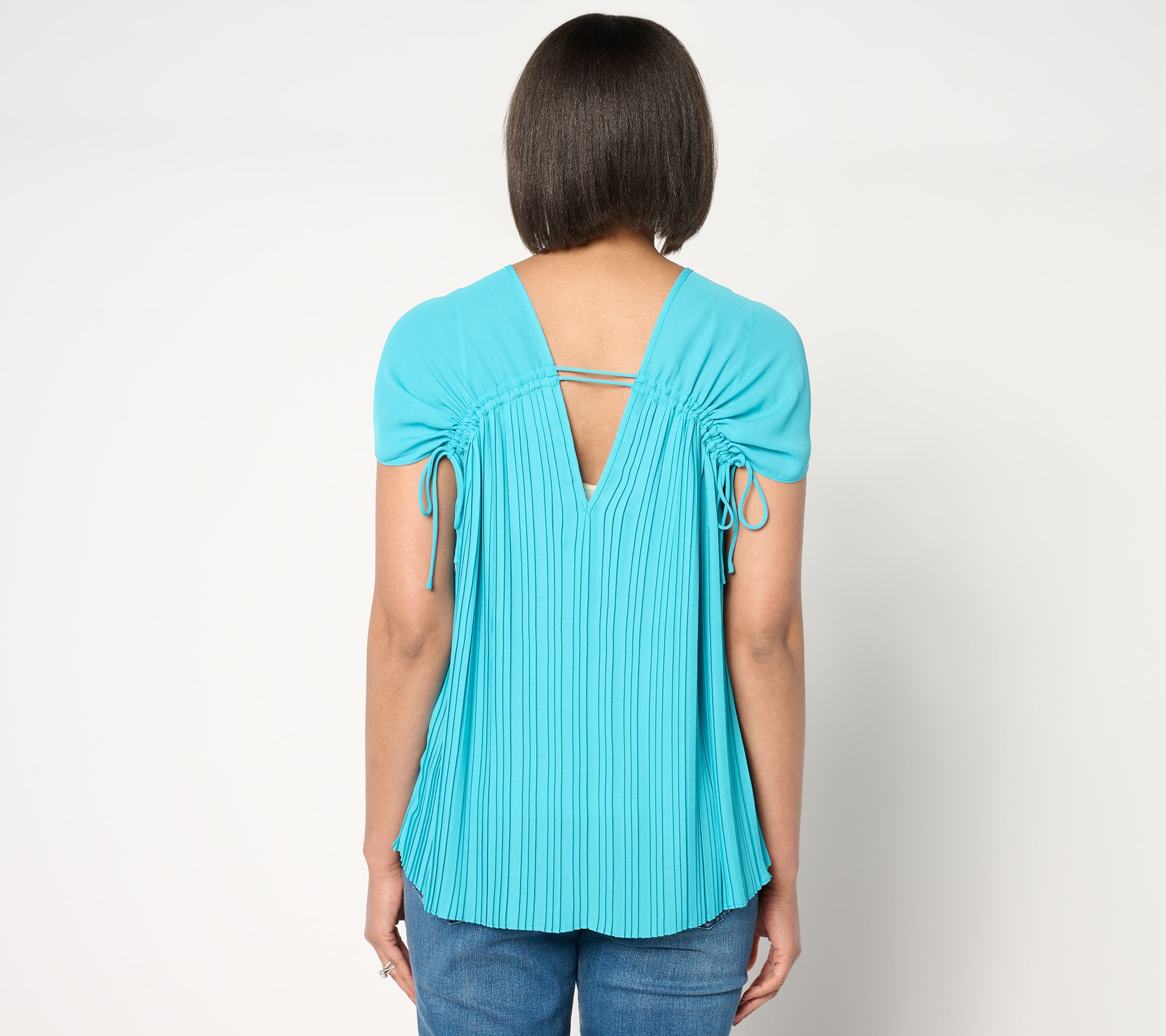 As Is Attitudes By Renee Global Illusions Cinch Pleated Top Qvc Com