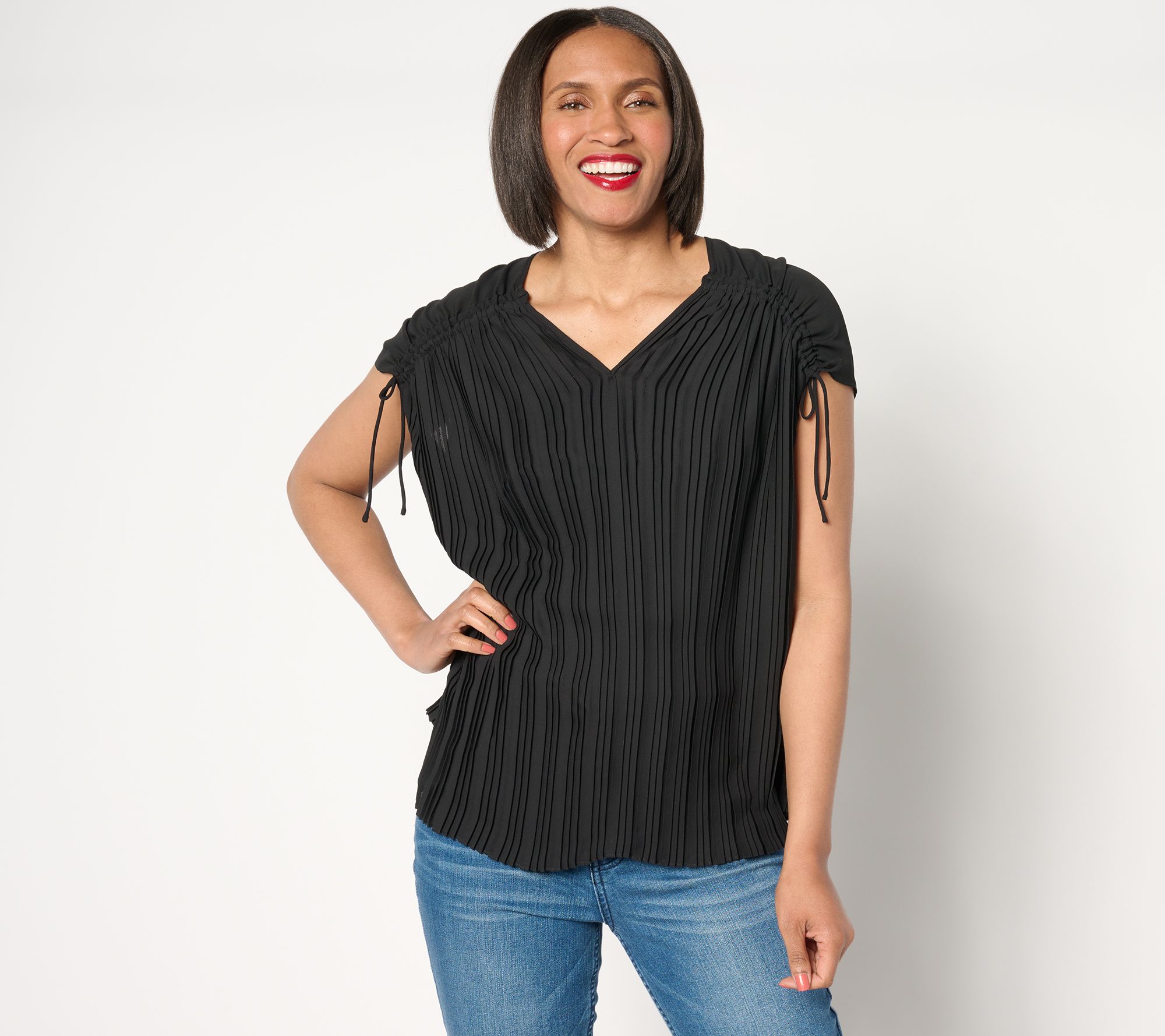 "As Is" Attitudes by Renee Global Illusions Cinch Pleated Top