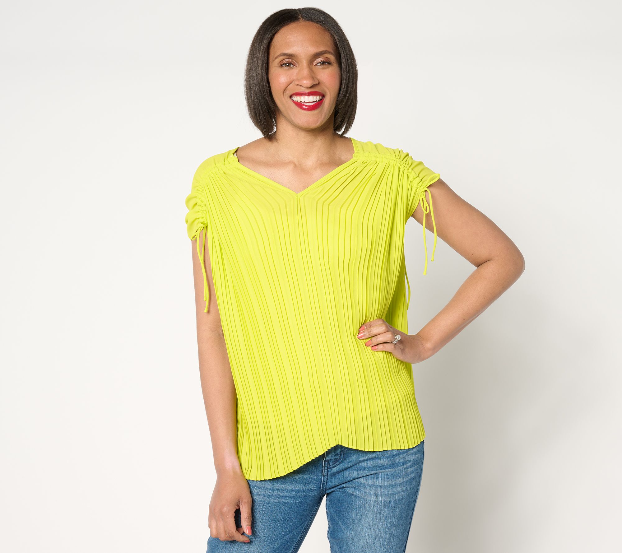 "As Is" Attitudes by Renee Global Illusions Cinch Pleated Top