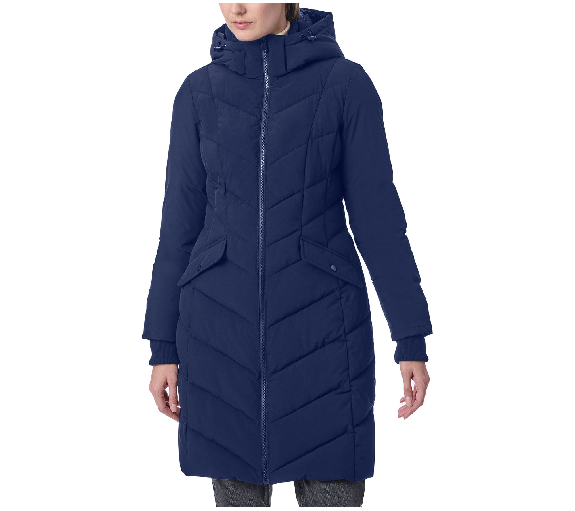 Bernardo Long Puffer Jacket with Detachable Hood