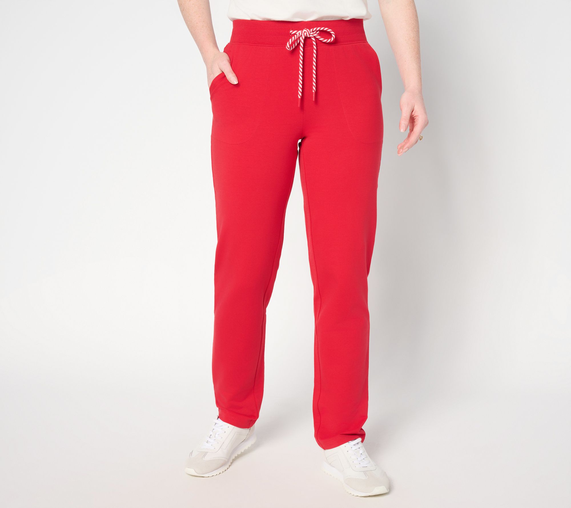 Denim & Co. Active Petite French Terry Straight Leg Pant