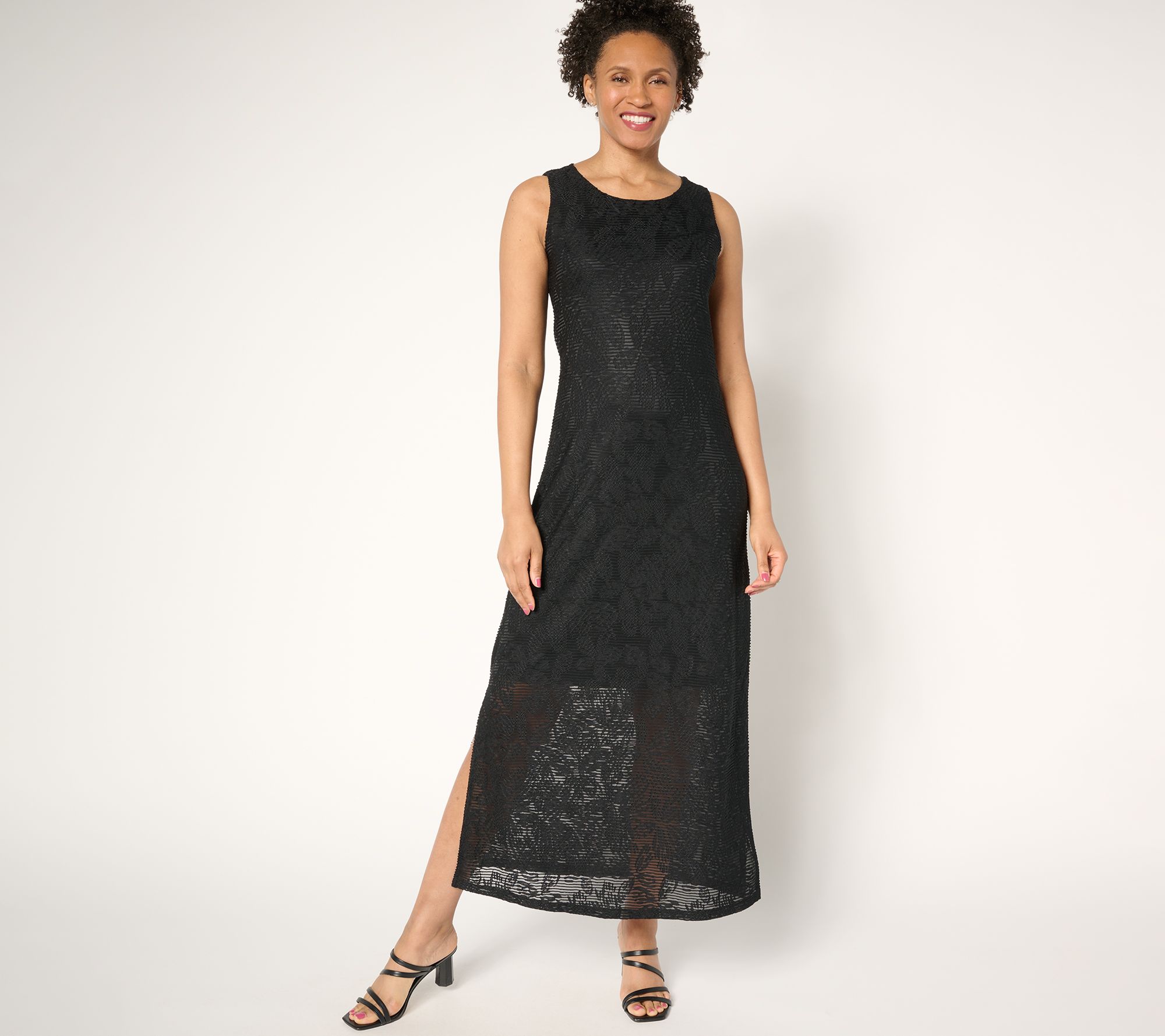 Attitudes by Renee Regular Floral Illusion Jacquard Maxi Dress