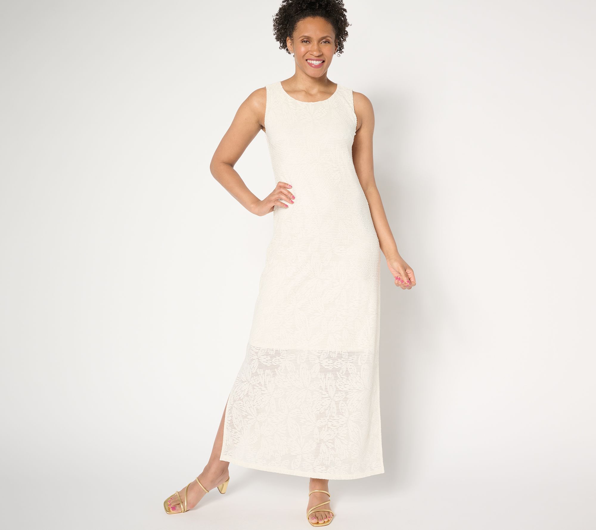 Attitudes by Renee Regular Floral Illusion Jacquard Maxi Dress
