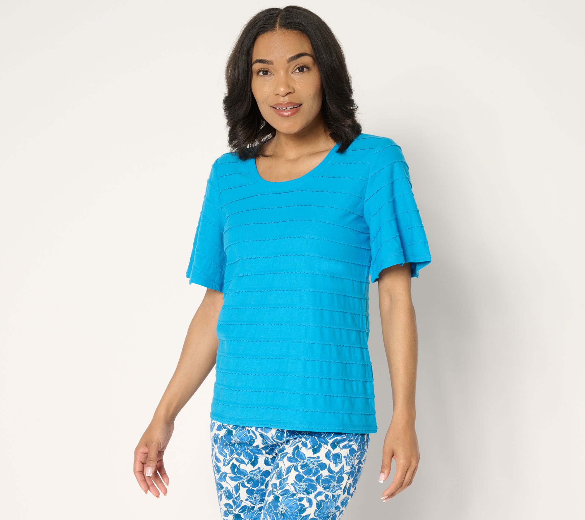 Isaac Mizrahi Live! Knit Stripe Scoop Neck Top