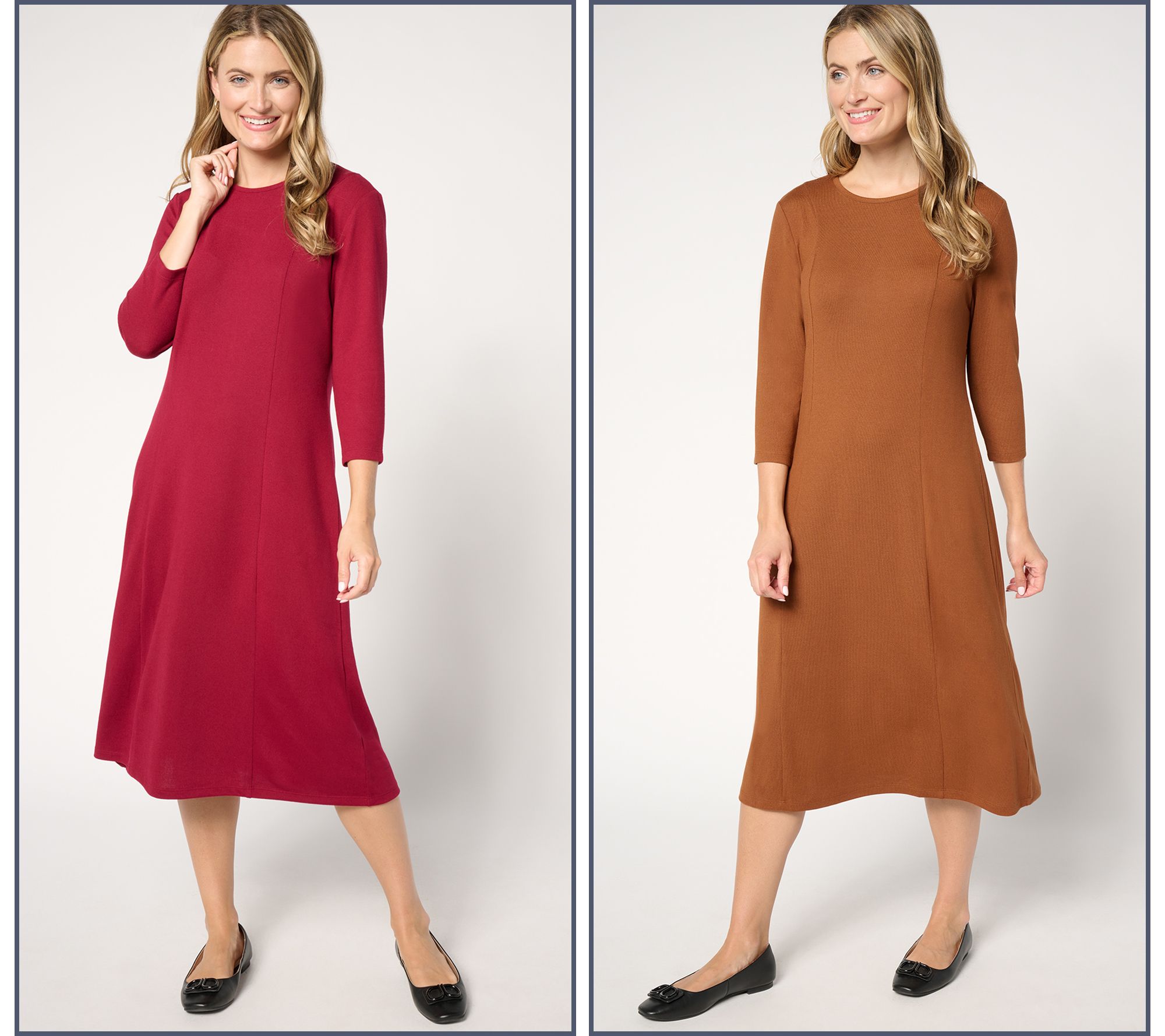 As Is Denim & Co. Essentials Petite Heavenly JerseyDress2Pk