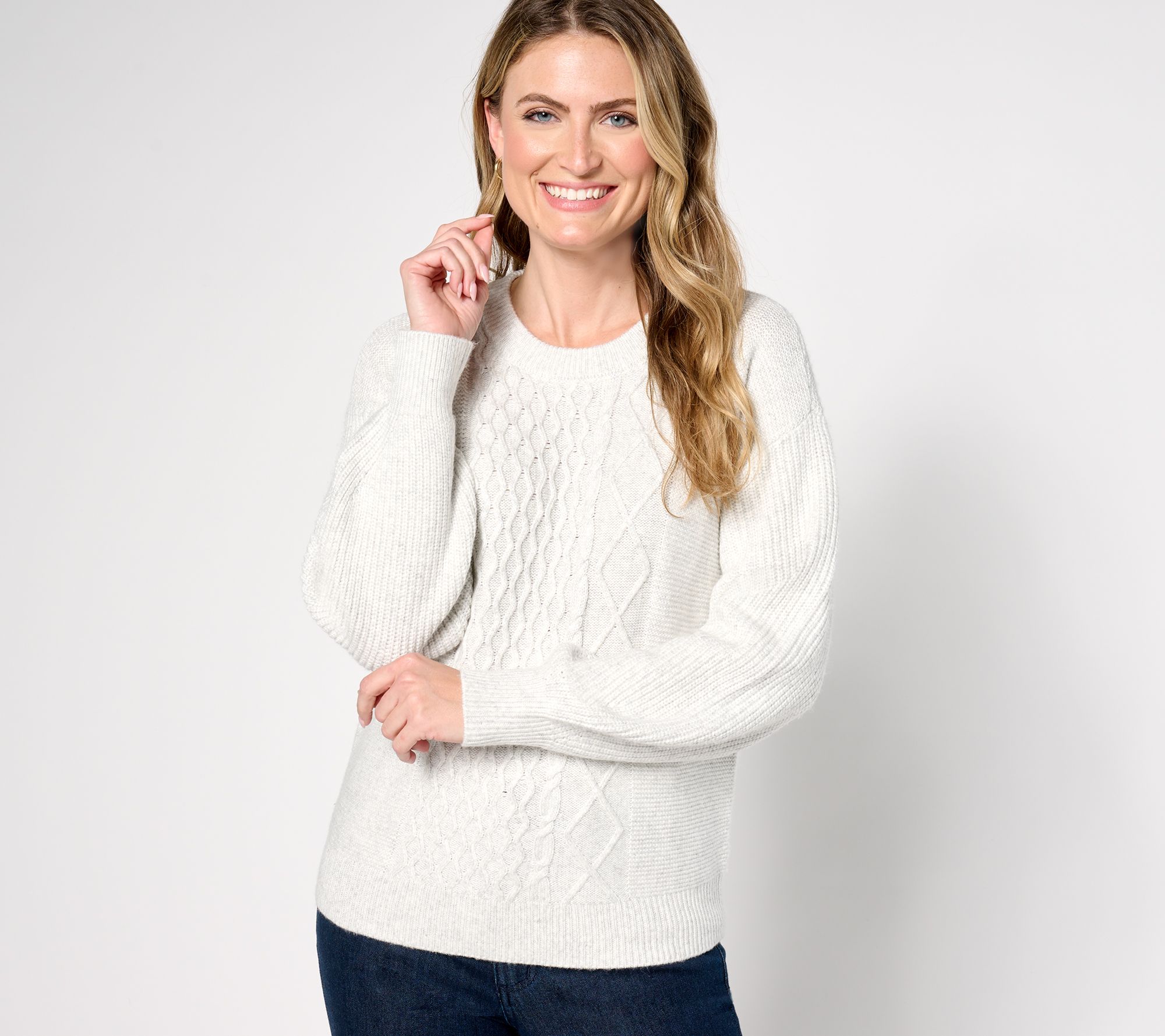 "As Is" AnyBody Mixed Stitch Crewneck Sweater
