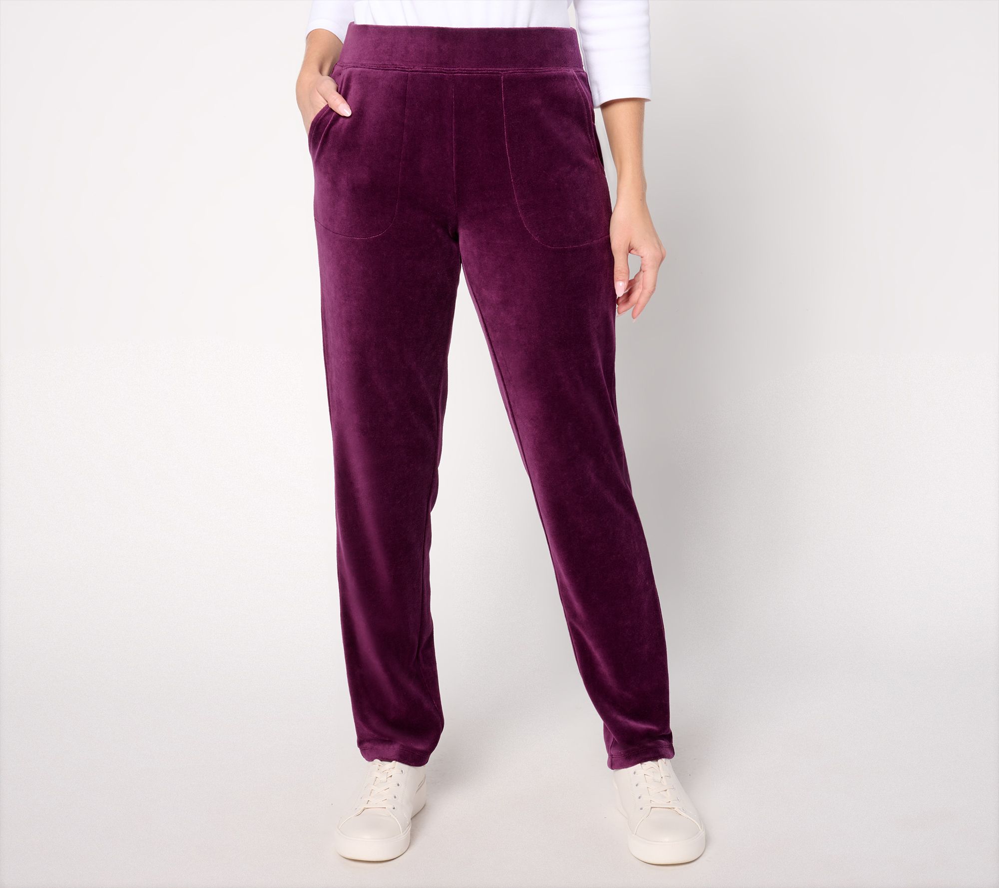 "As Is" Denim & Co. Petite Active Velour Straight Leg Pant