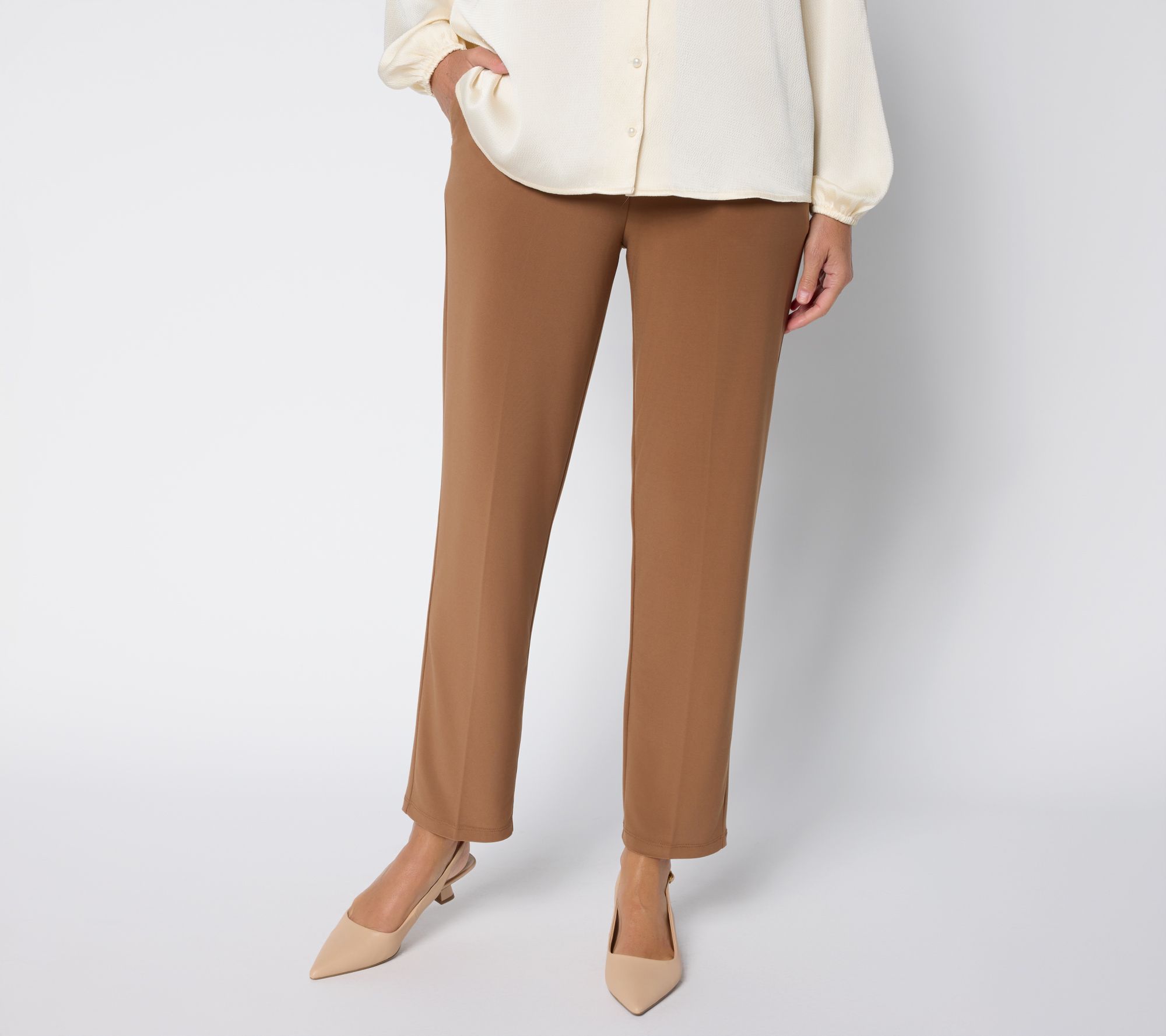 GRAVER Susan Graver Petite LK Luxe Ava Slim-Leg Ankle Pants