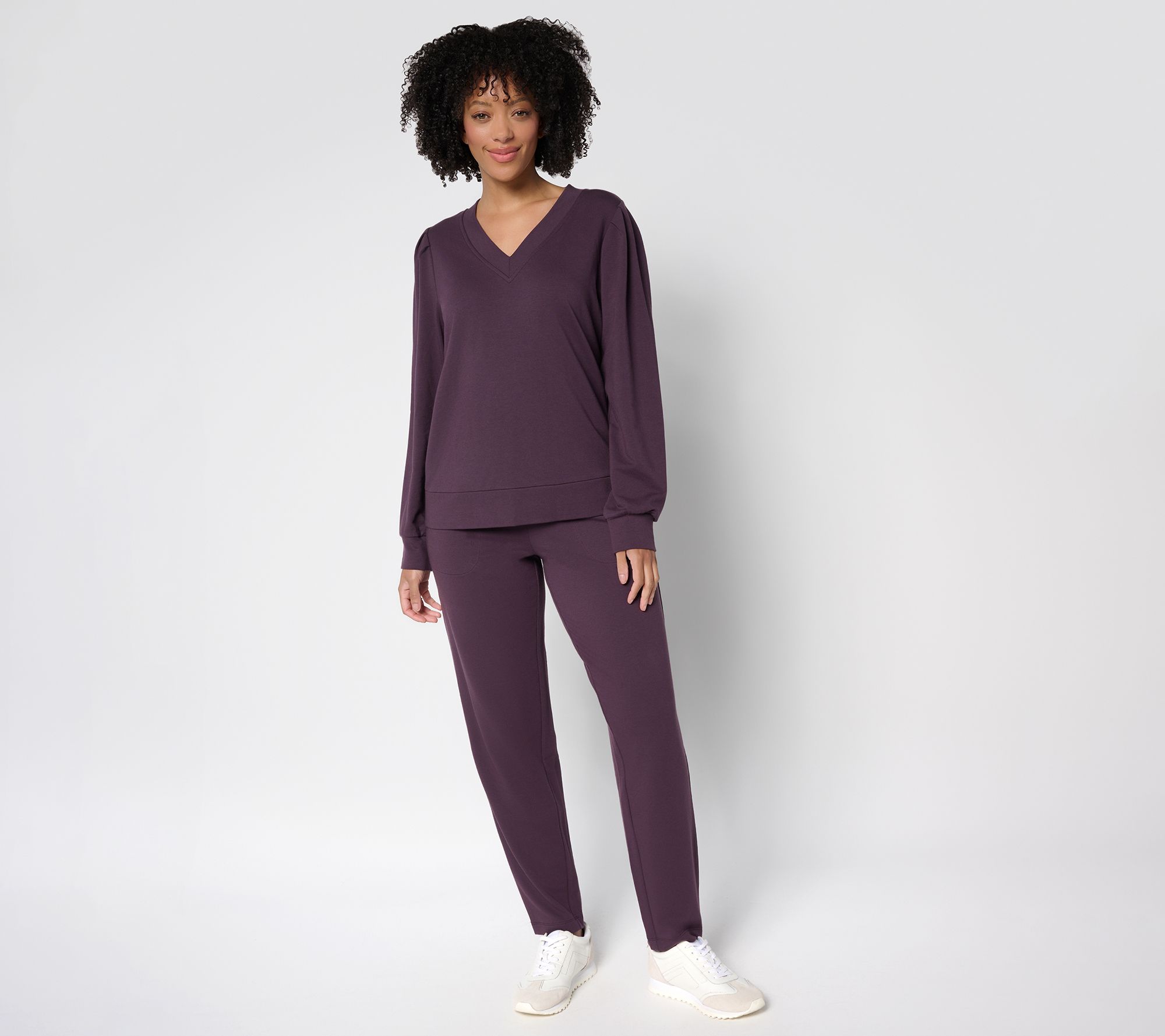 AnyBody Petite Cozy Knit French Terry Top & Pants Set