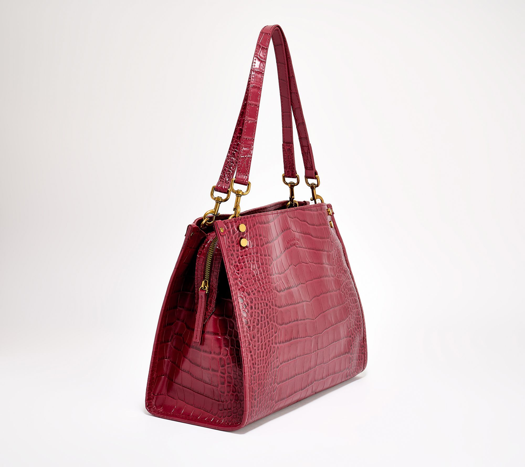 American Leather Co. Lenox Croco Leather Satchel - QVC.com