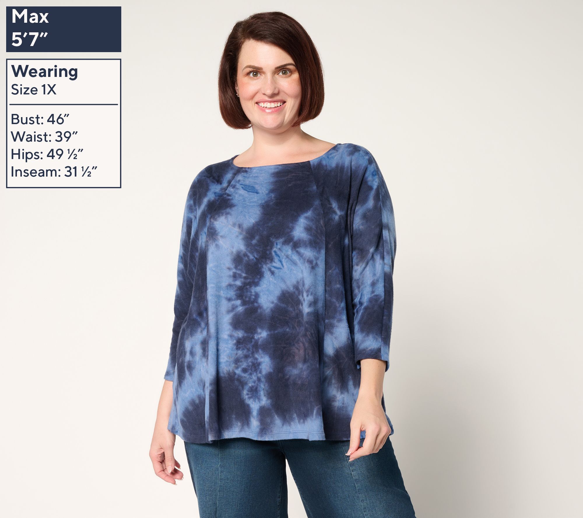 LOGO by Lori Goldstein Brushed Knit Tie Dye Dolman Top - QVC.com