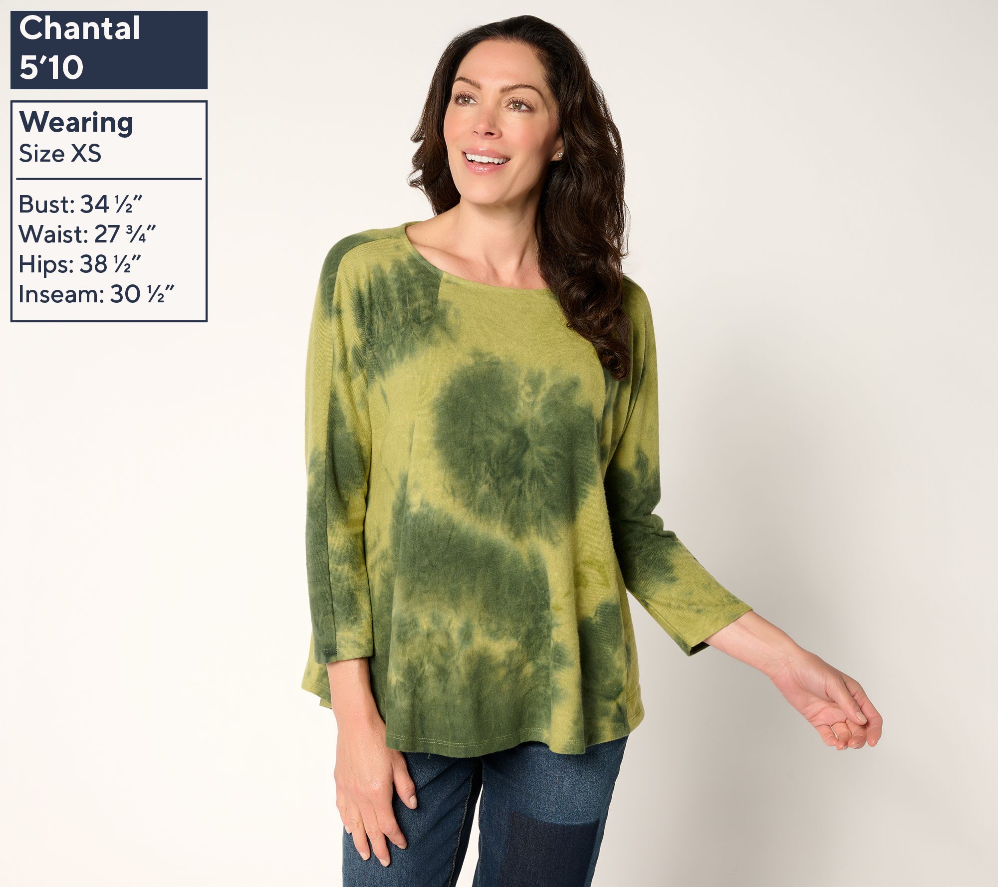 LOGO by Lori Goldstein Brushed Knit Tie Dye Dolman Top - QVC.com