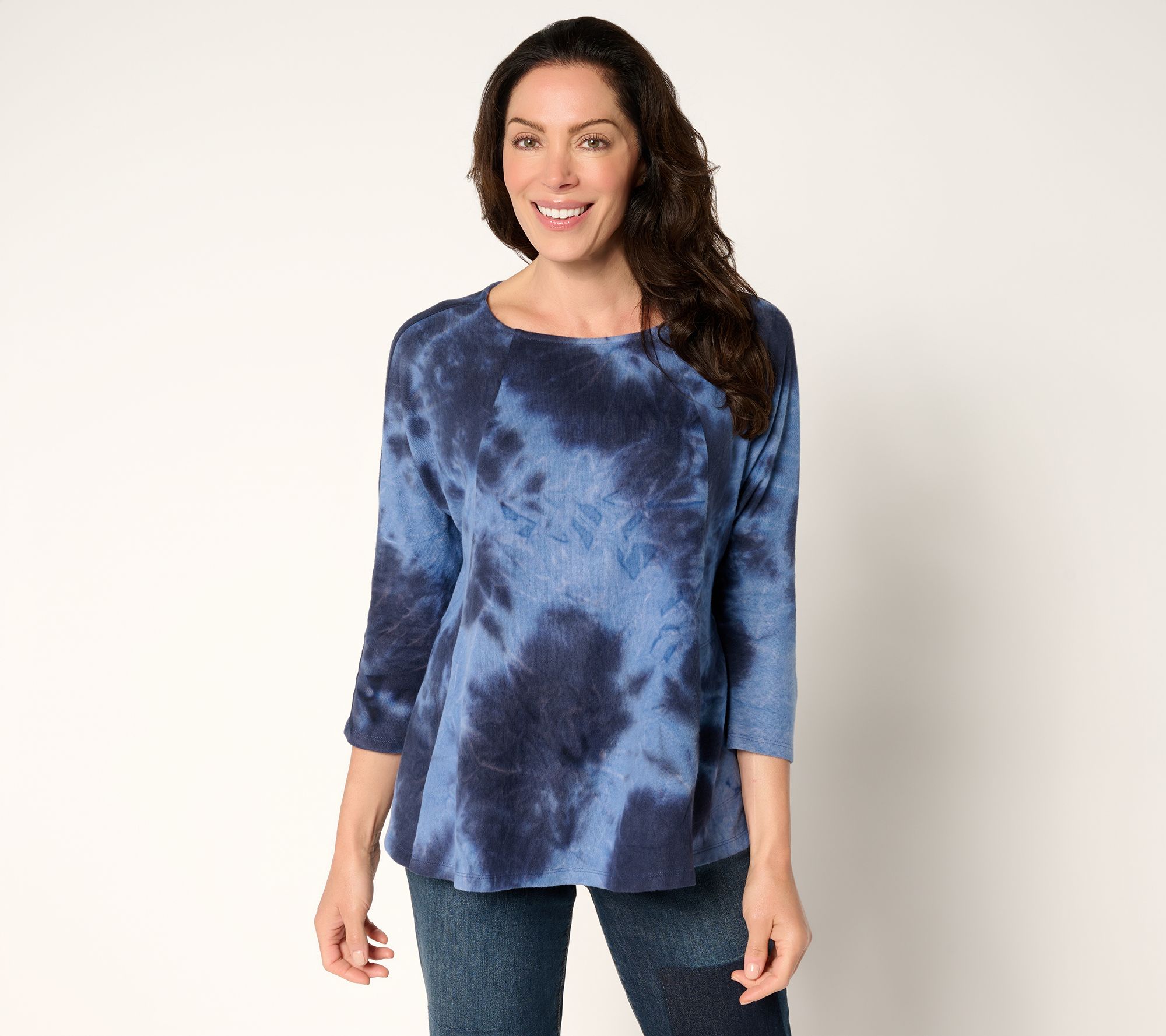 LOGO by Lori Goldstein Brushed Knit Tie Dye Dolman Top
