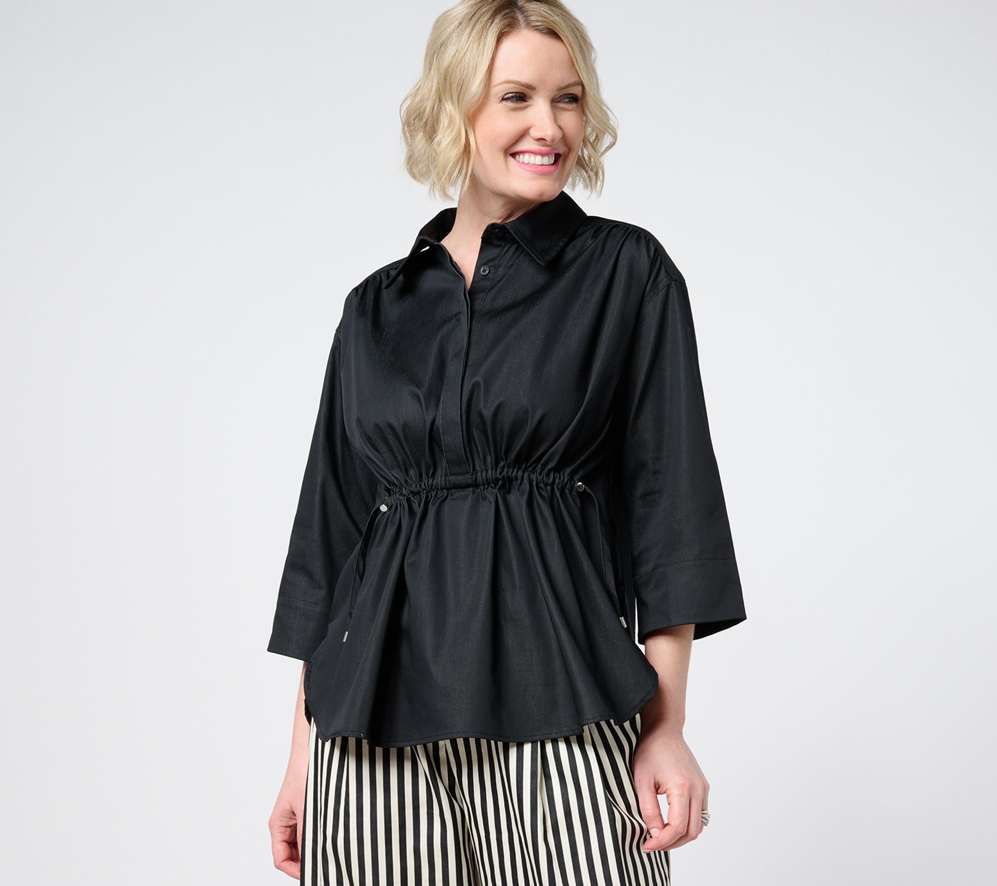 "As Is" Carla Rockmore Collection Petite 3/4- Sleeve Shirt