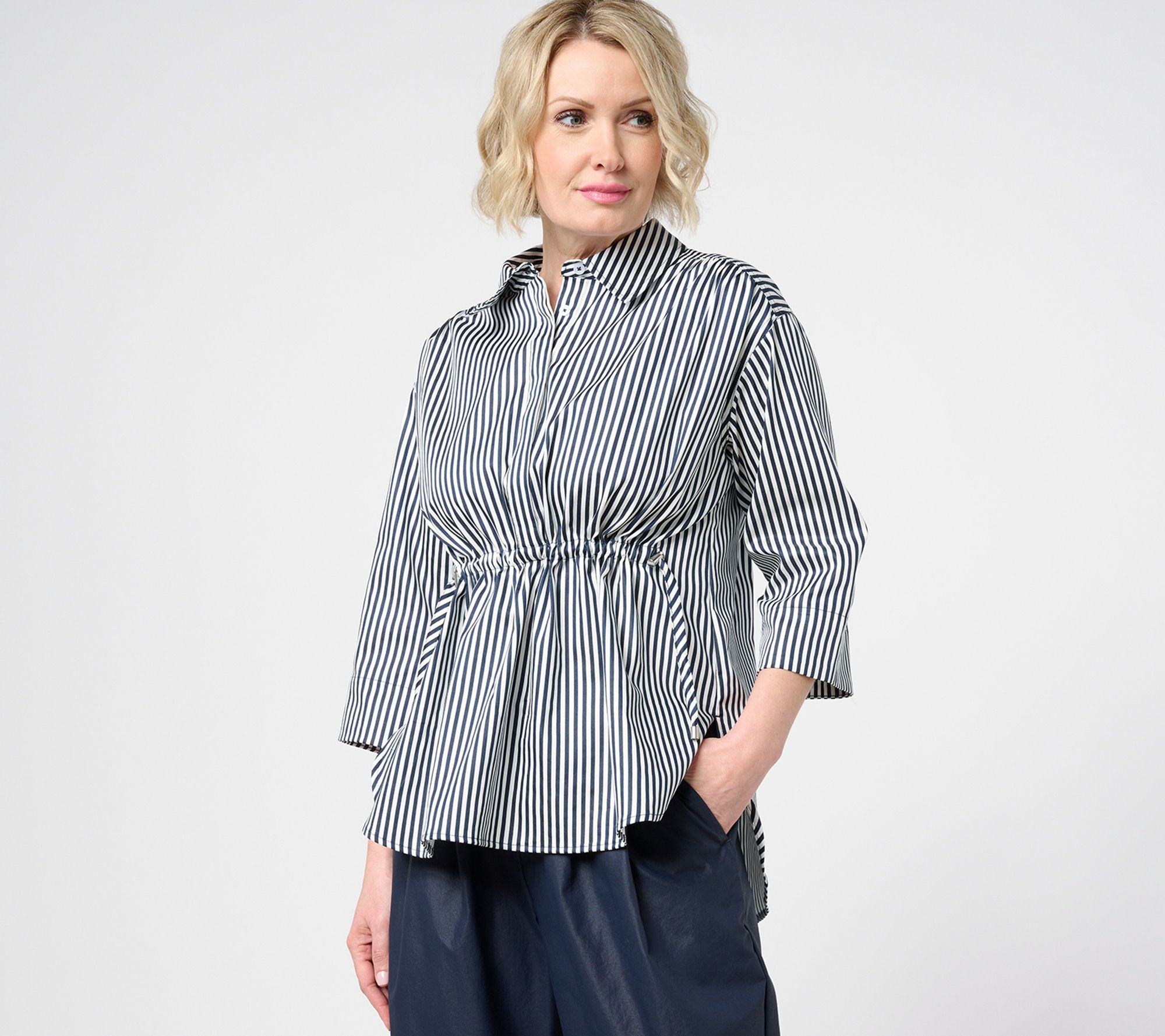 "As Is" Carla Rockmore Collection Petite 3/4- Sleeve Shirt