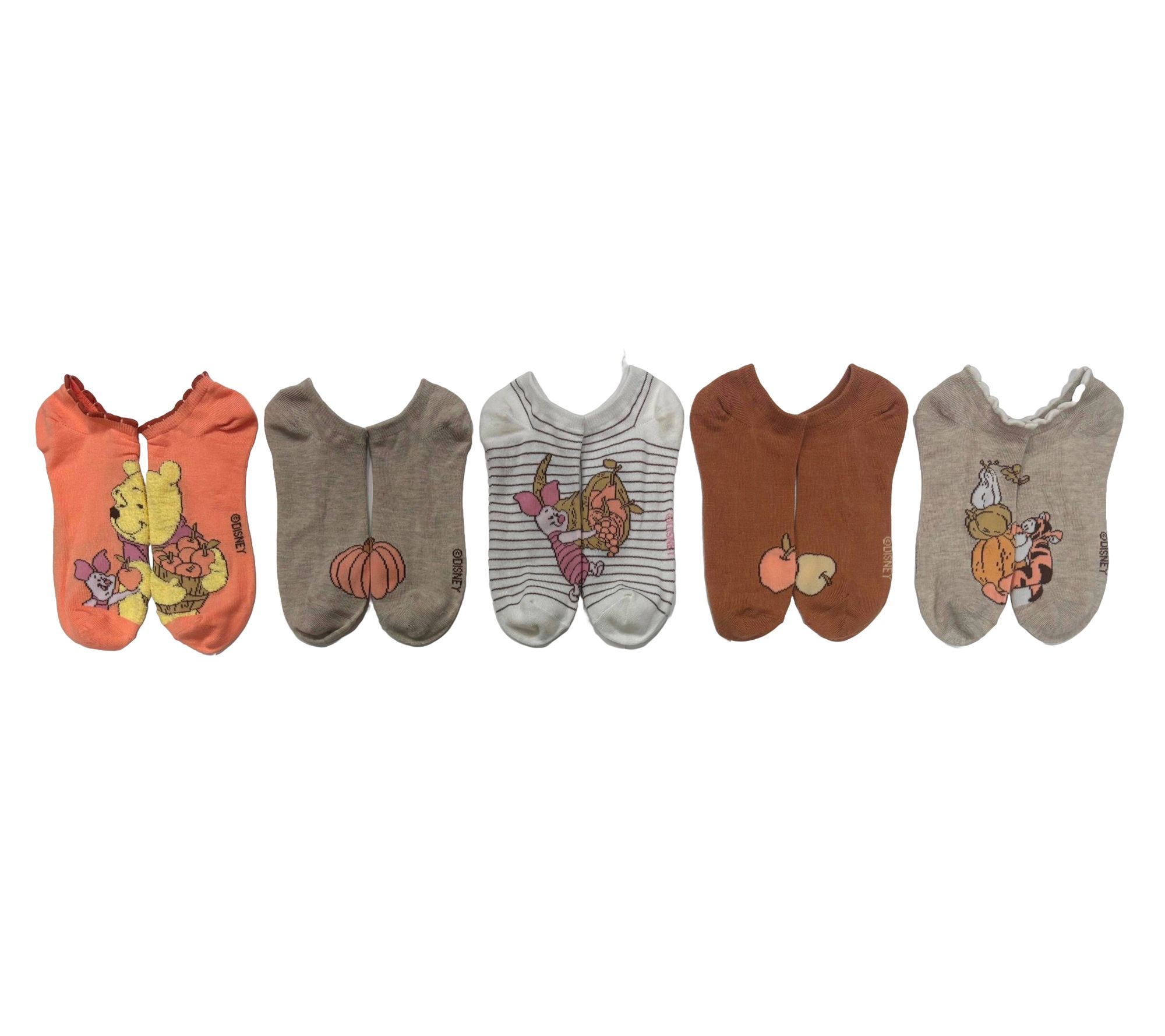Ladies' Set of 5 Hooray for Harvest! Character No-Show Socks