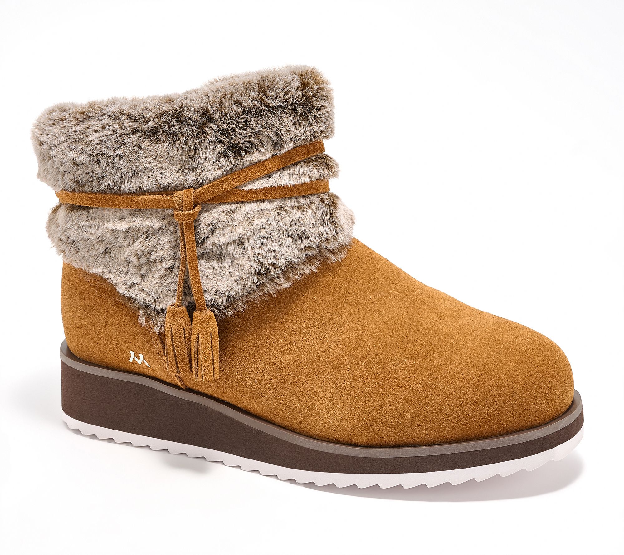 Mykos Suede Boots with Faux Fur Collar - Bailee