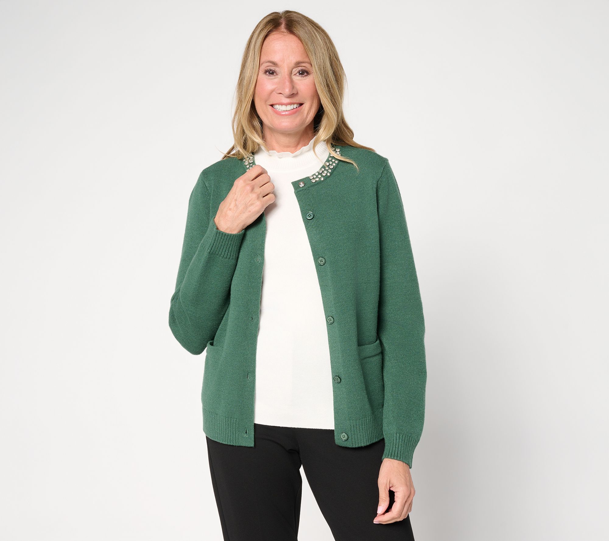  Susan Graver Embellished Sweater Lady Jacket