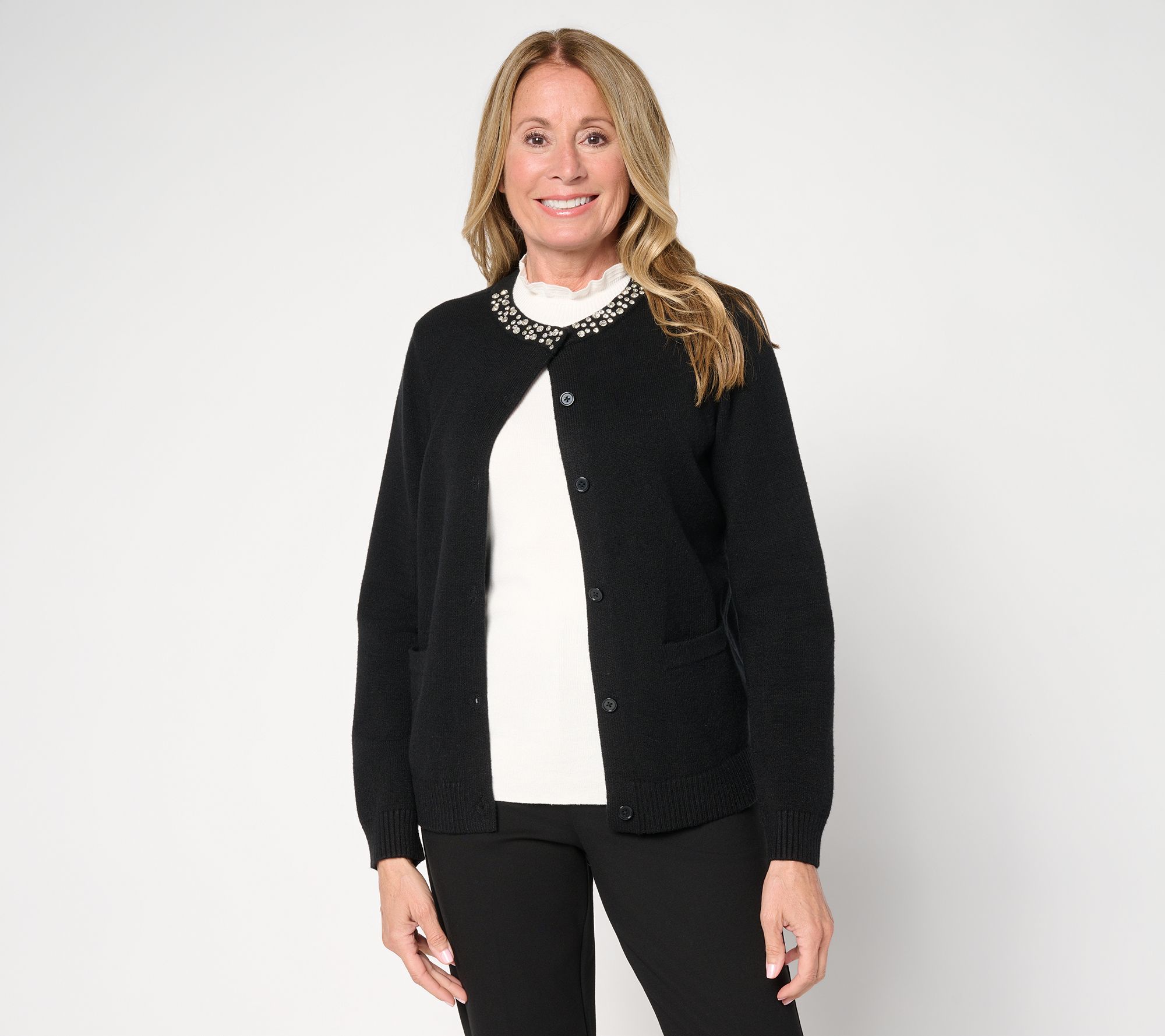 Susan Graver Embellished Sweater Lady Jacket