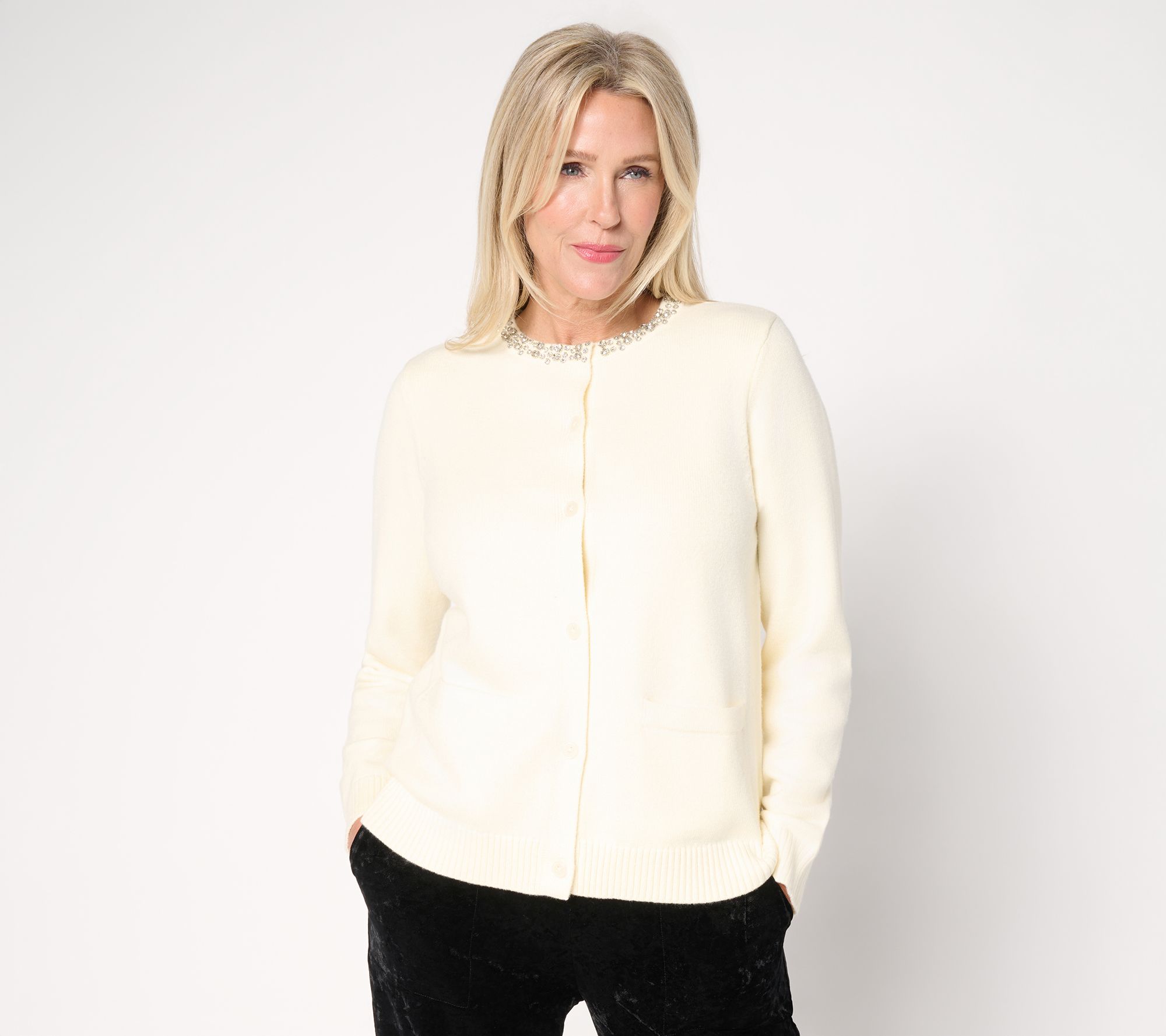 Susan Graver Embellished Sweater Lady Jacket