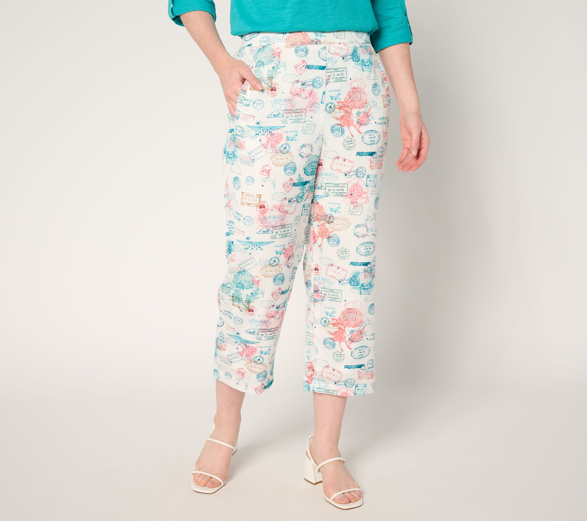 "As Is" nicole by Nicole Miller Regular Pull On Texture Cropped Pant
