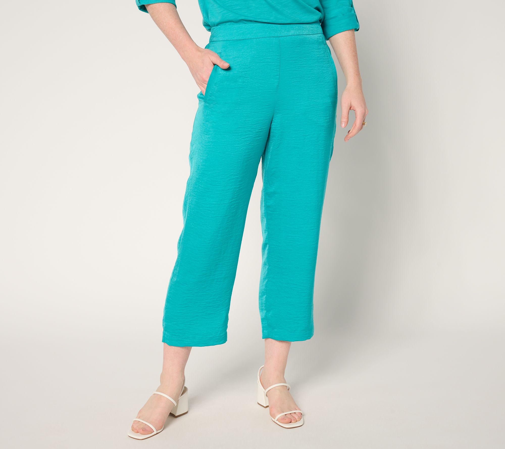 "As Is" nicole by Nicole Miller Regular Pull On Texture Cropped Pant