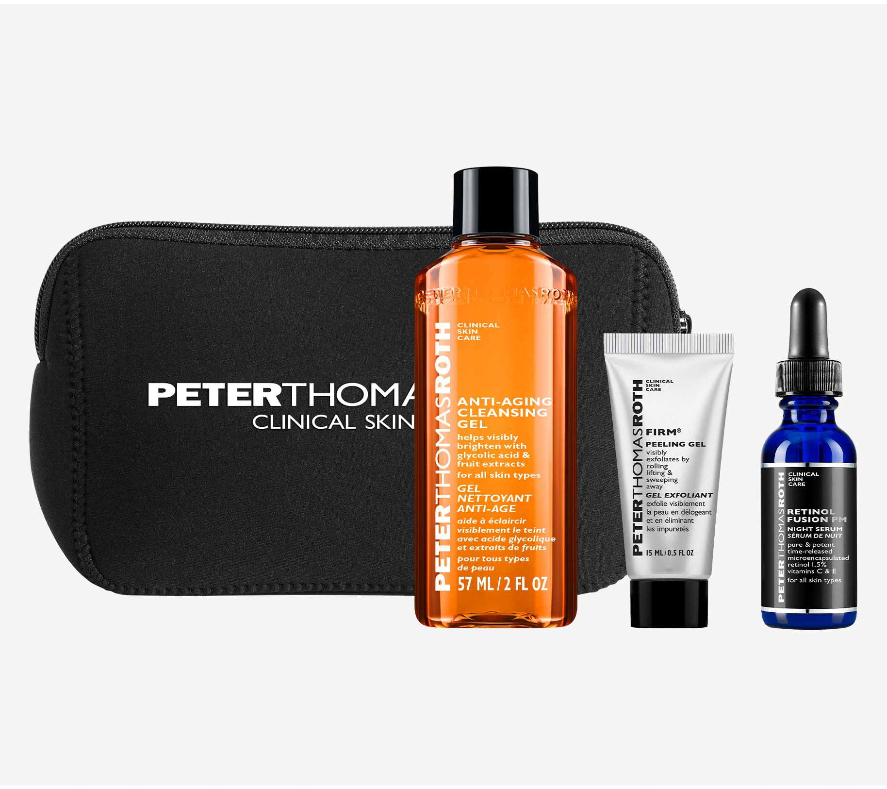 Peter Thomas Roth 3-piece Travel Trio with Black PTR Logo Bag