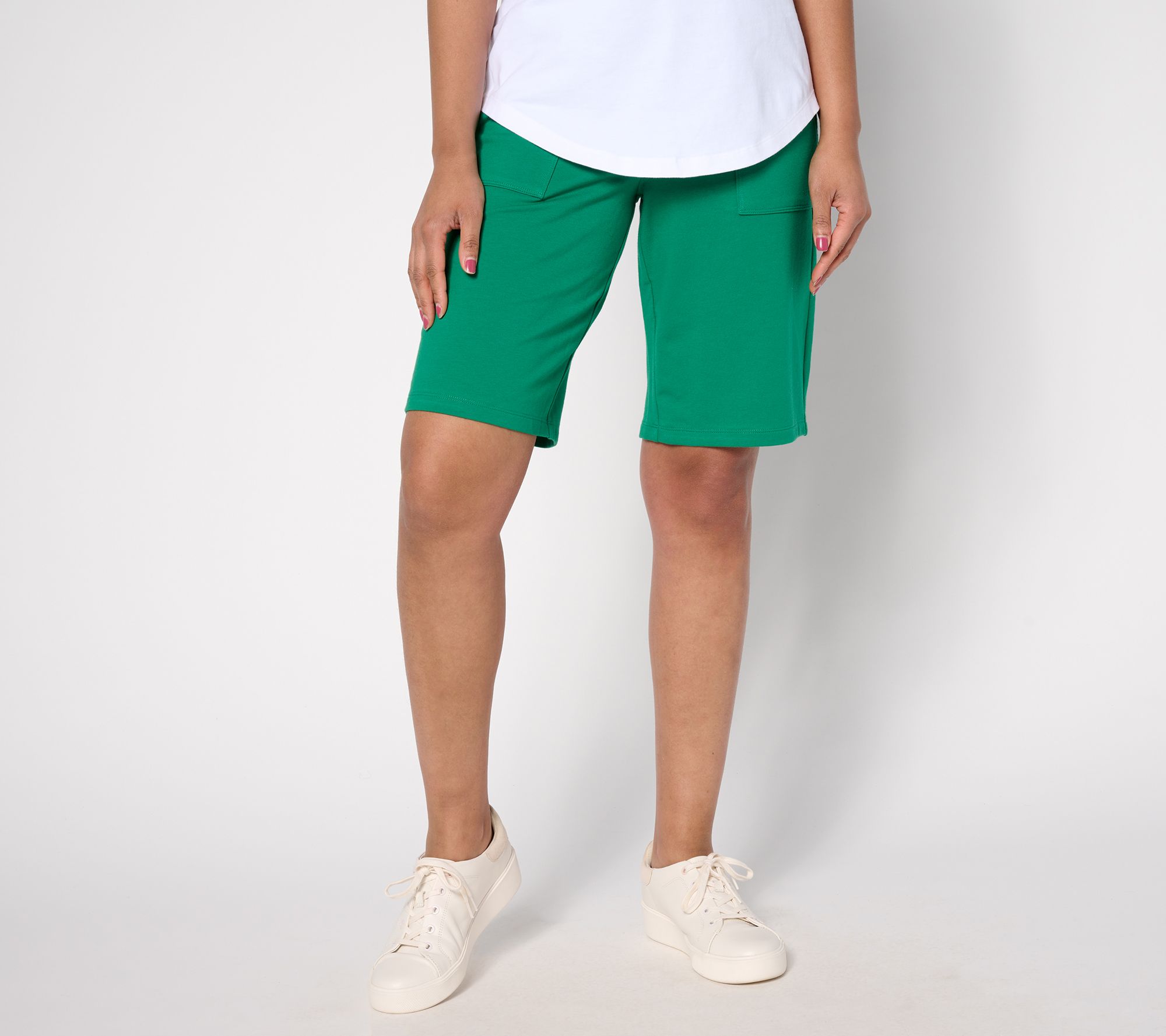 "As Is" Sport Savvy Petite French Terry Bermuda Shorts with Pockets