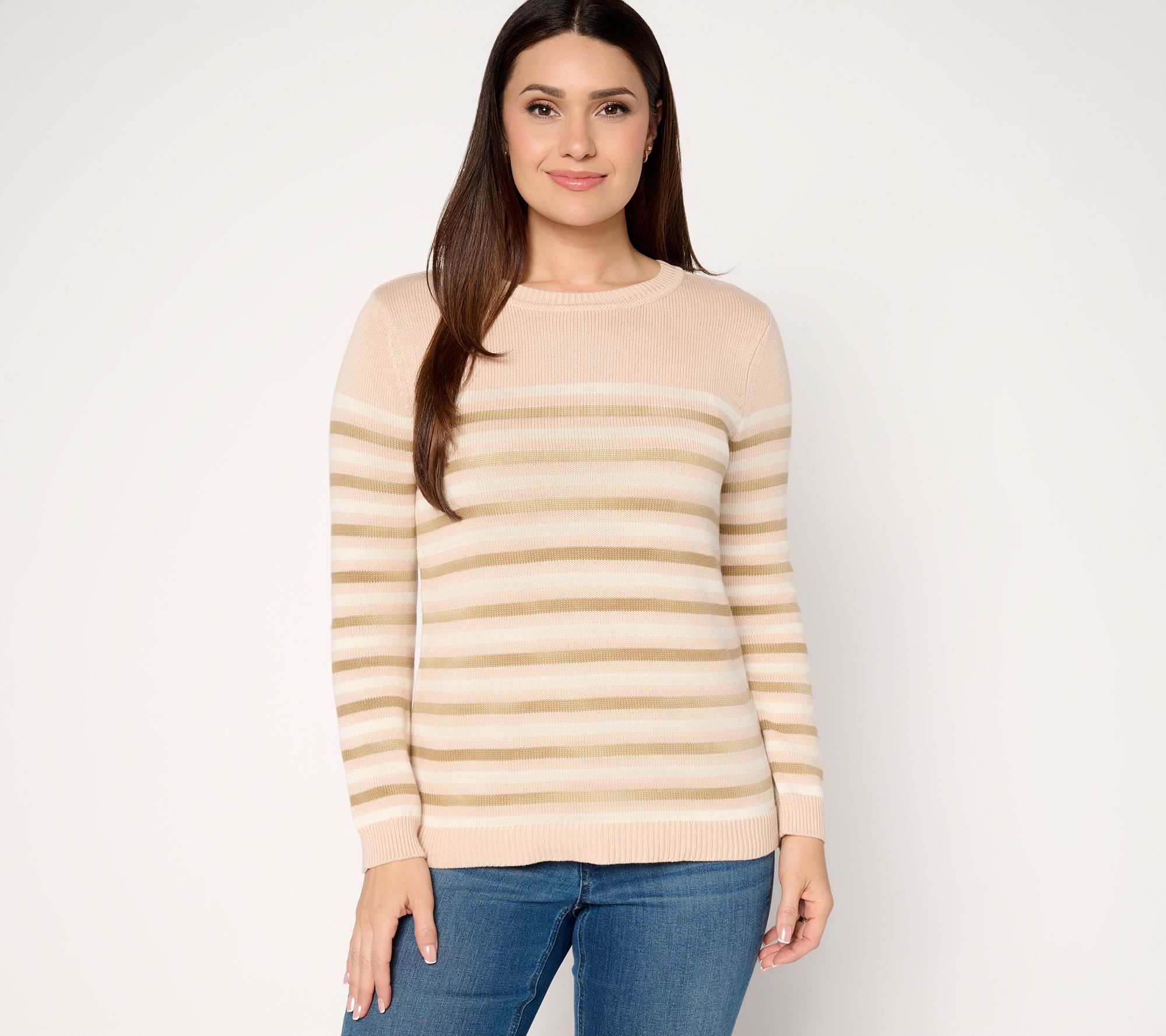 Joan Rivers Striped Crewneck Pull-Over Sweater