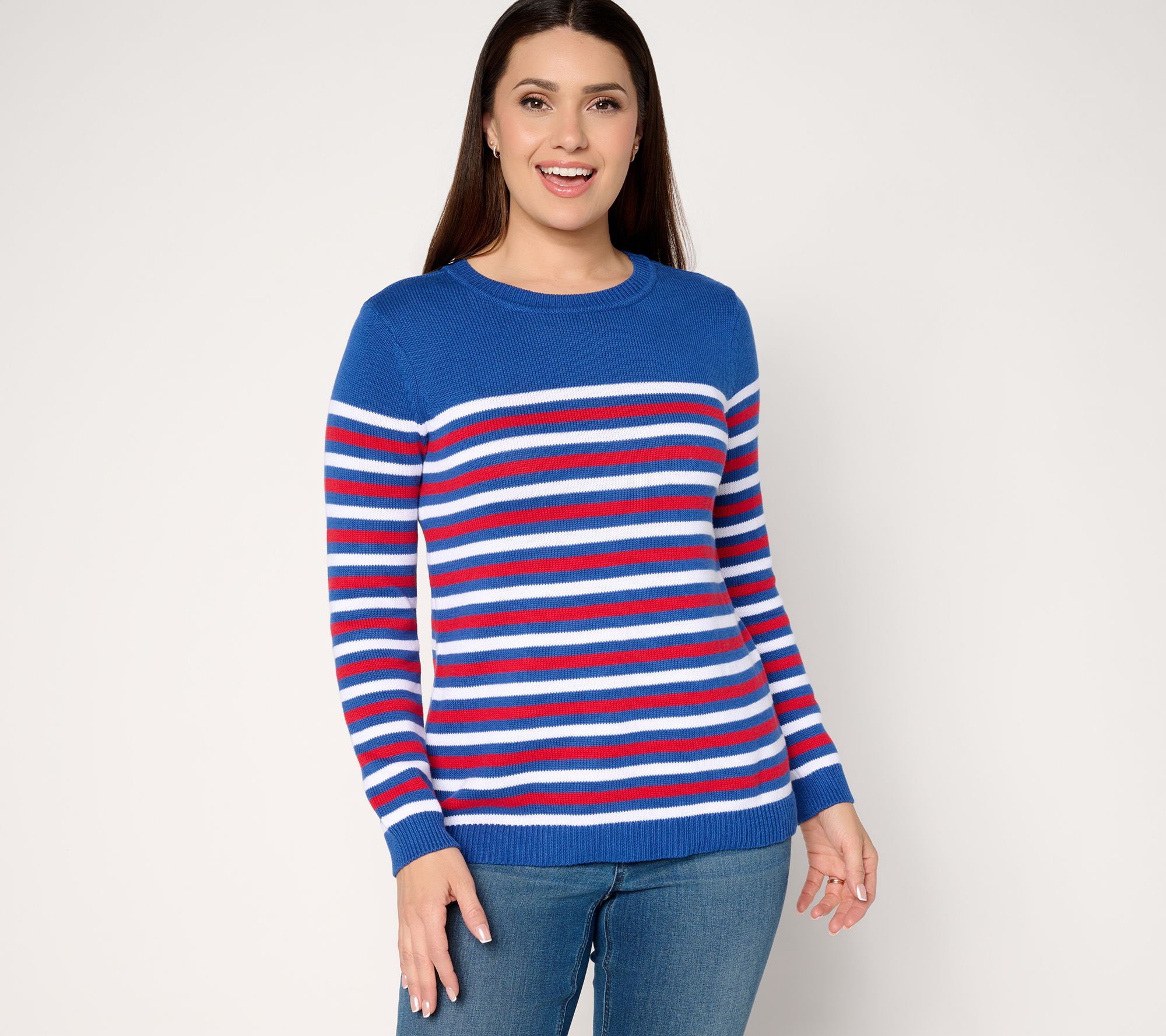 Joan Rivers Striped Crewneck Pull-Over Sweater