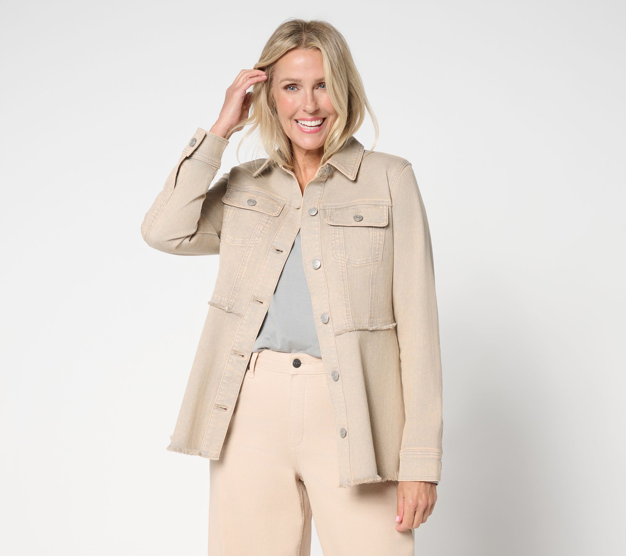 "As Is" LOGO by Lori Goldstein Petite Desert Wash Denim Jacket