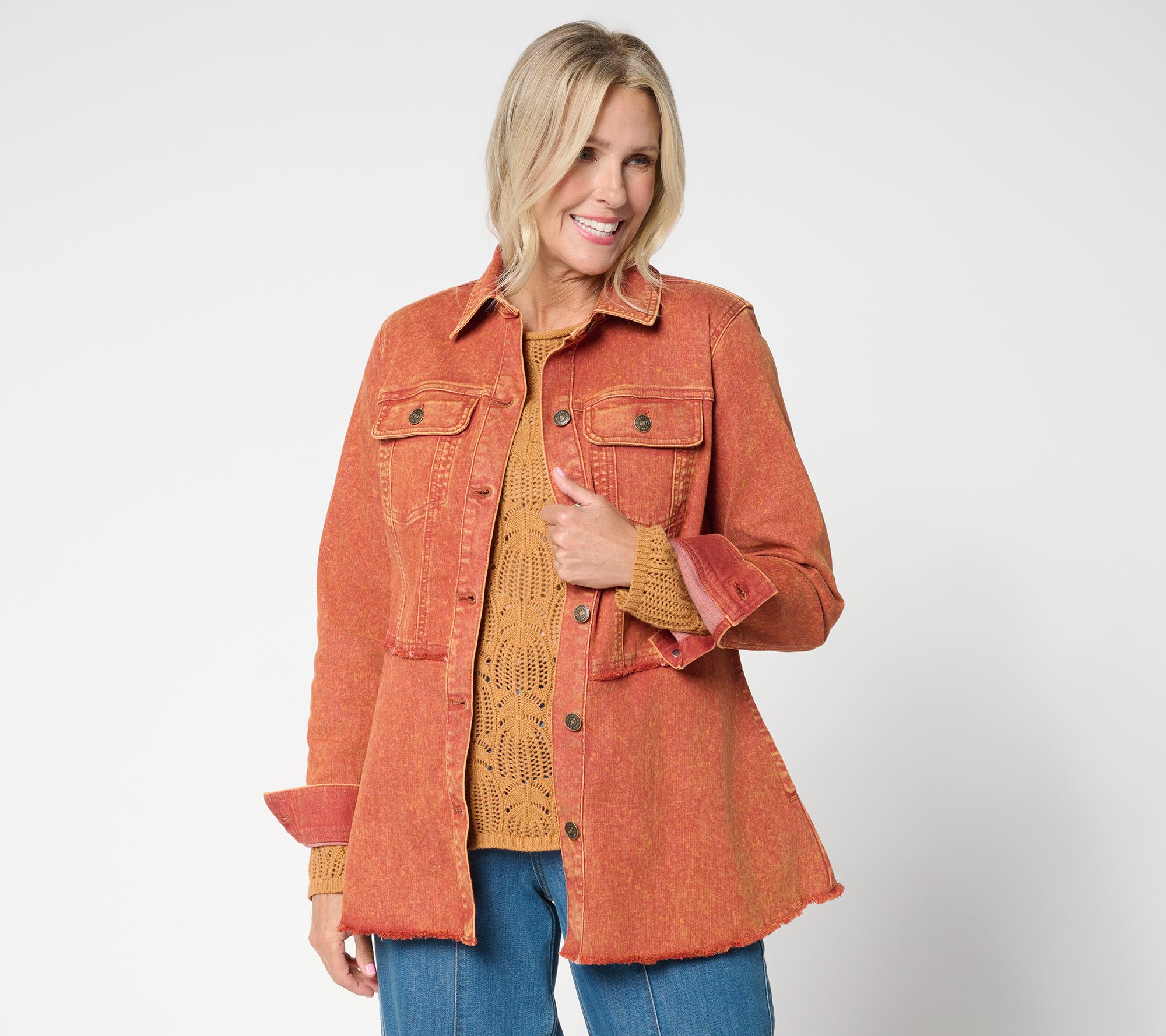 "As Is" LOGO by Lori Goldstein Petite Desert Wash Denim Jacket