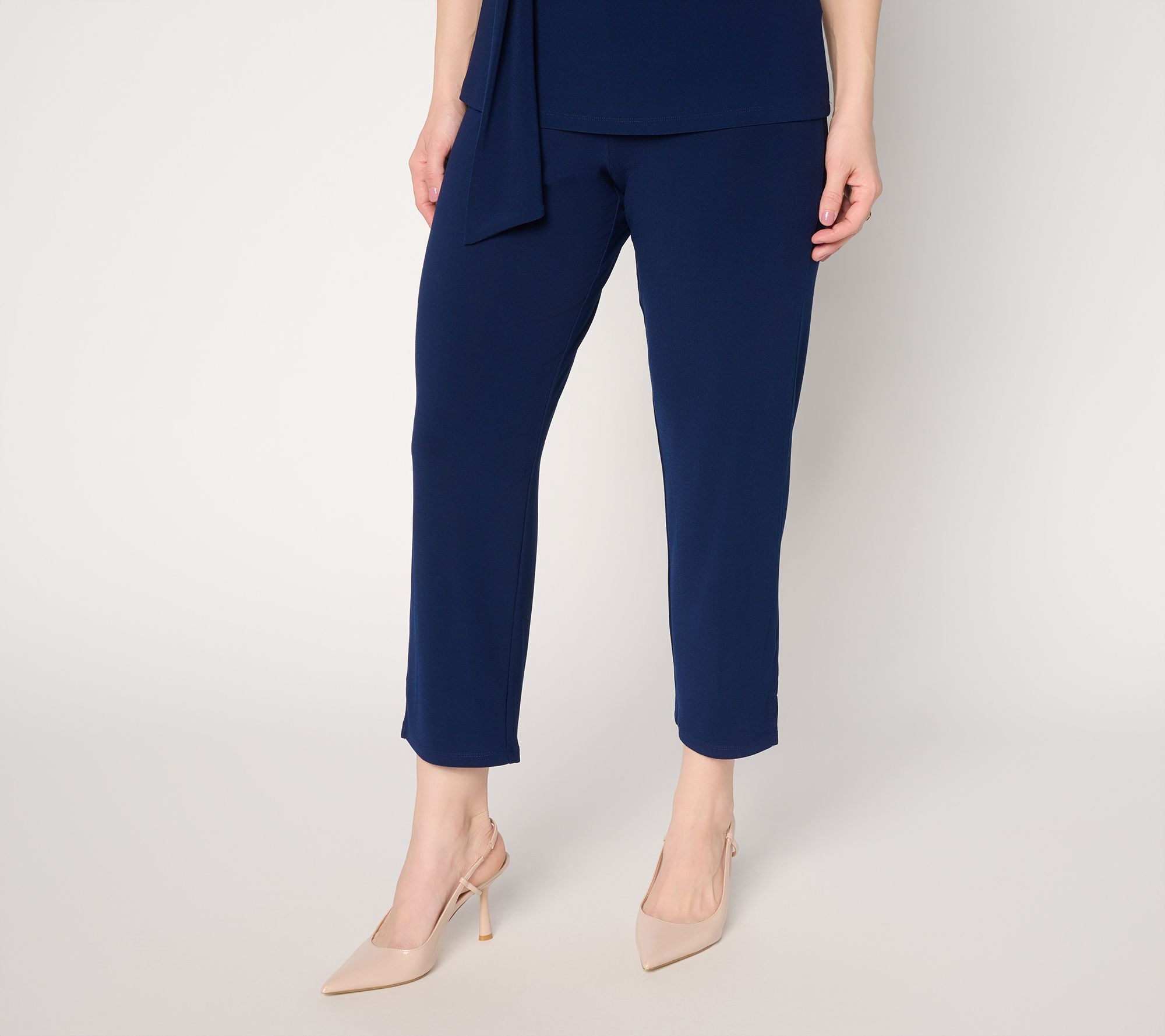 Dennis Basso Regular Slim Leg Caviar Crepe Crop Pant