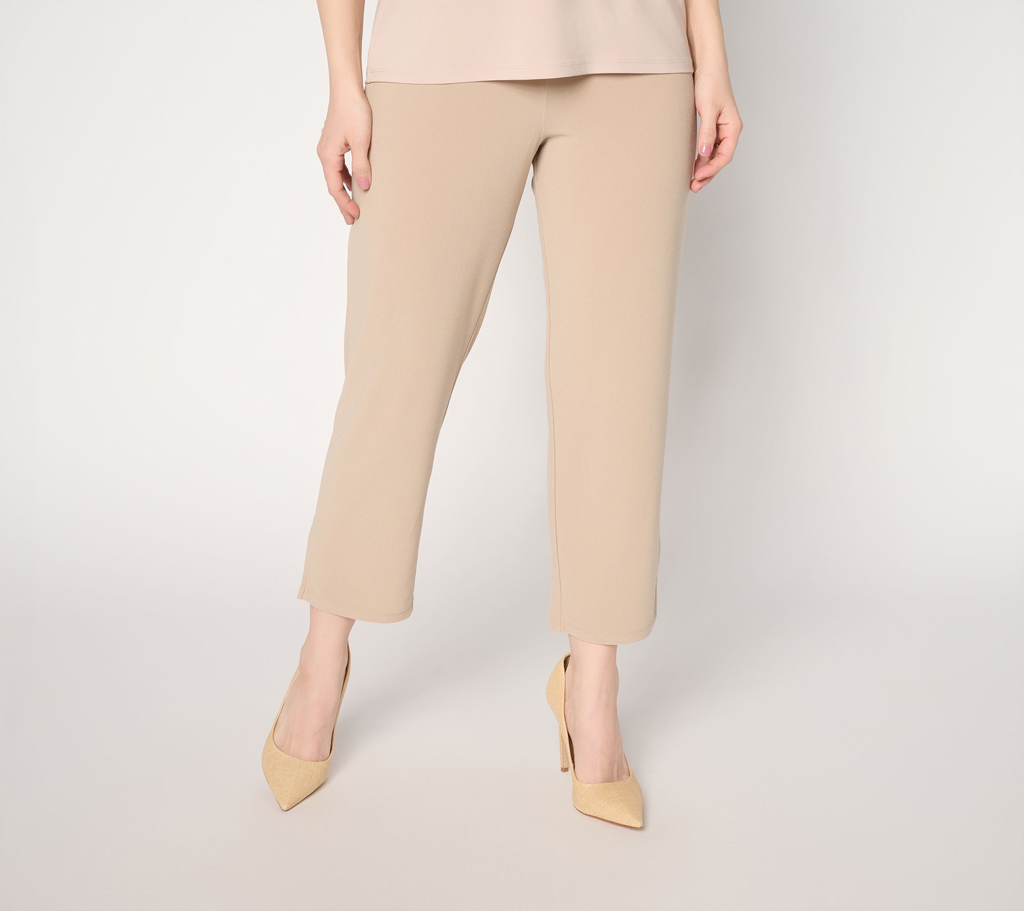 Dennis Basso Regular Slim Leg Caviar Crepe Crop Pant