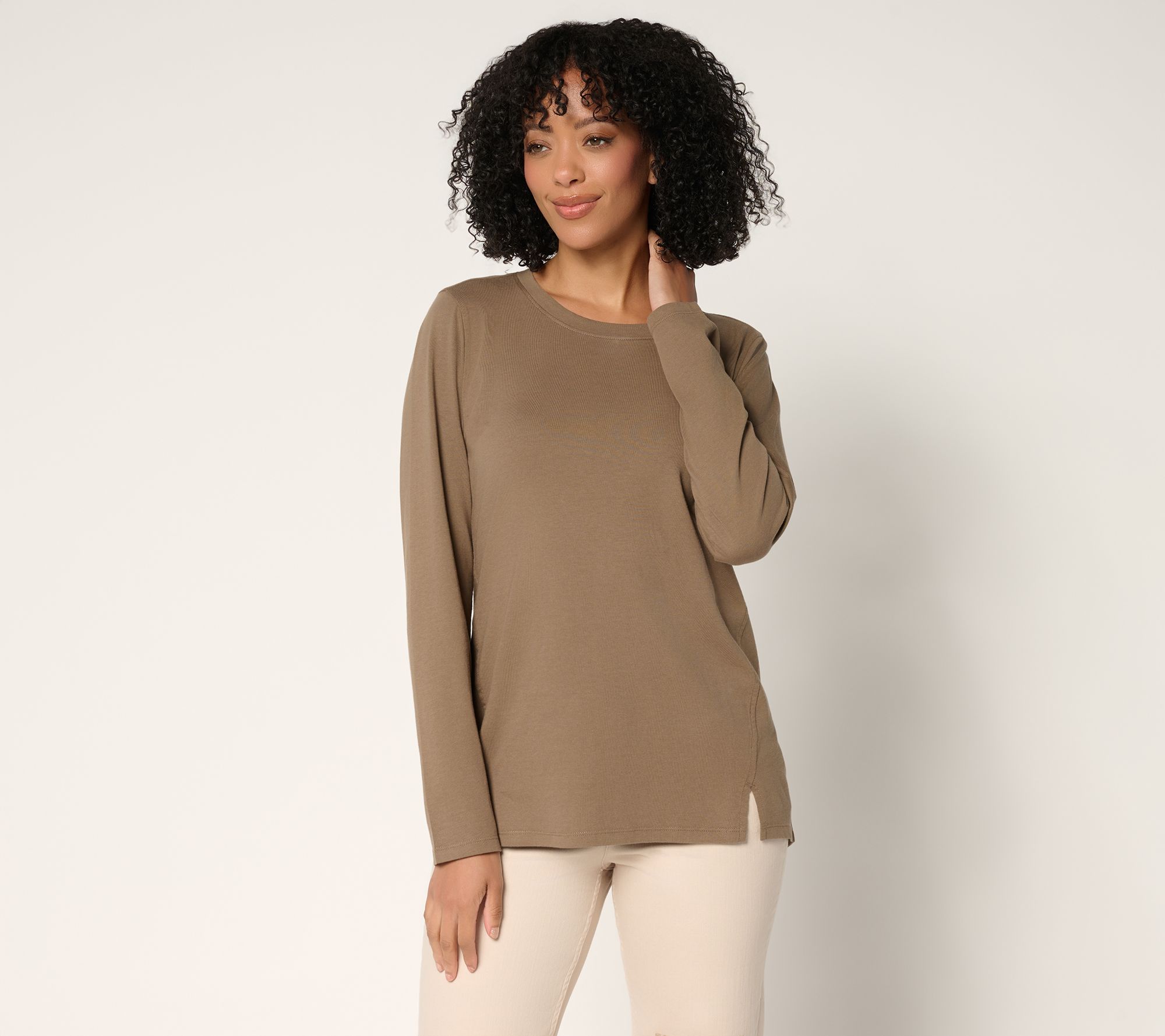 "As Is" LOGO by Lori Goldstein Long Sleeve Everyday Tee with Slits