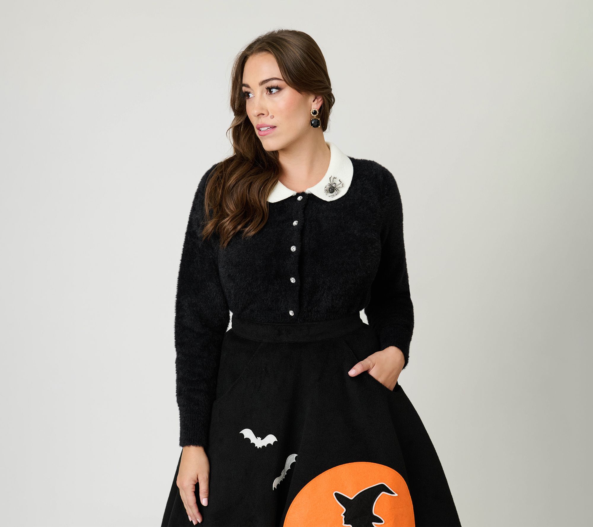 Unique Vintage Black Spider Pin Cardigan