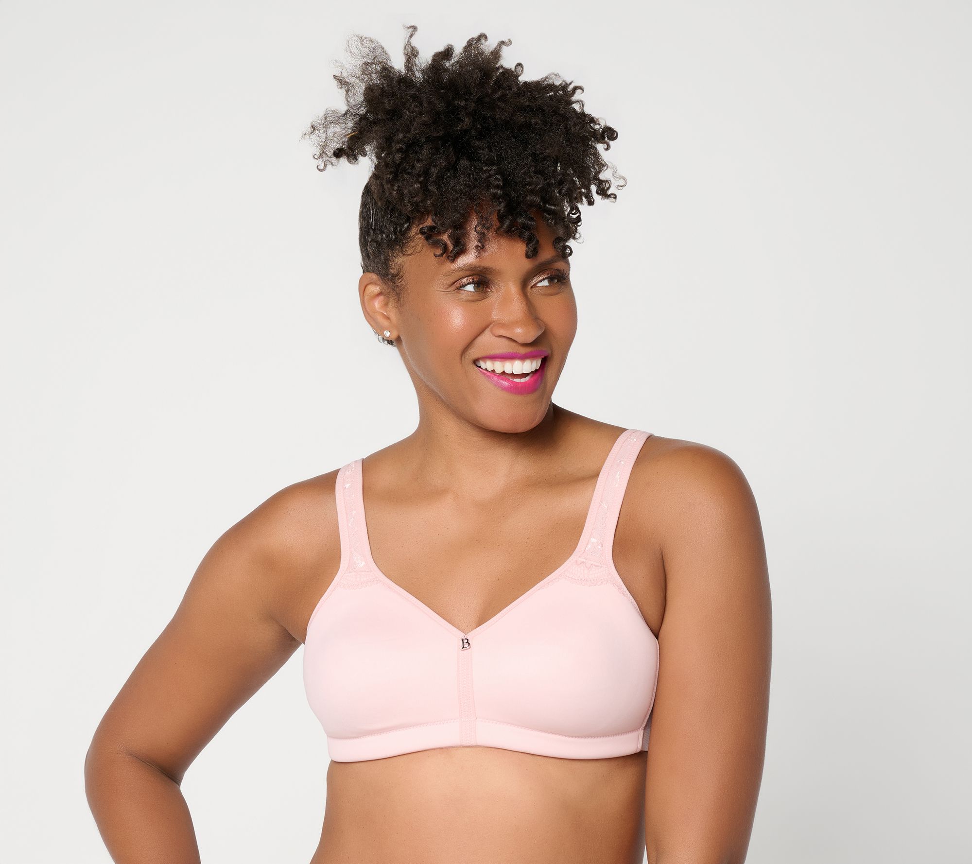 Breezies Natural Curves Lace Trim Wirefree Support Bra - QVC.com