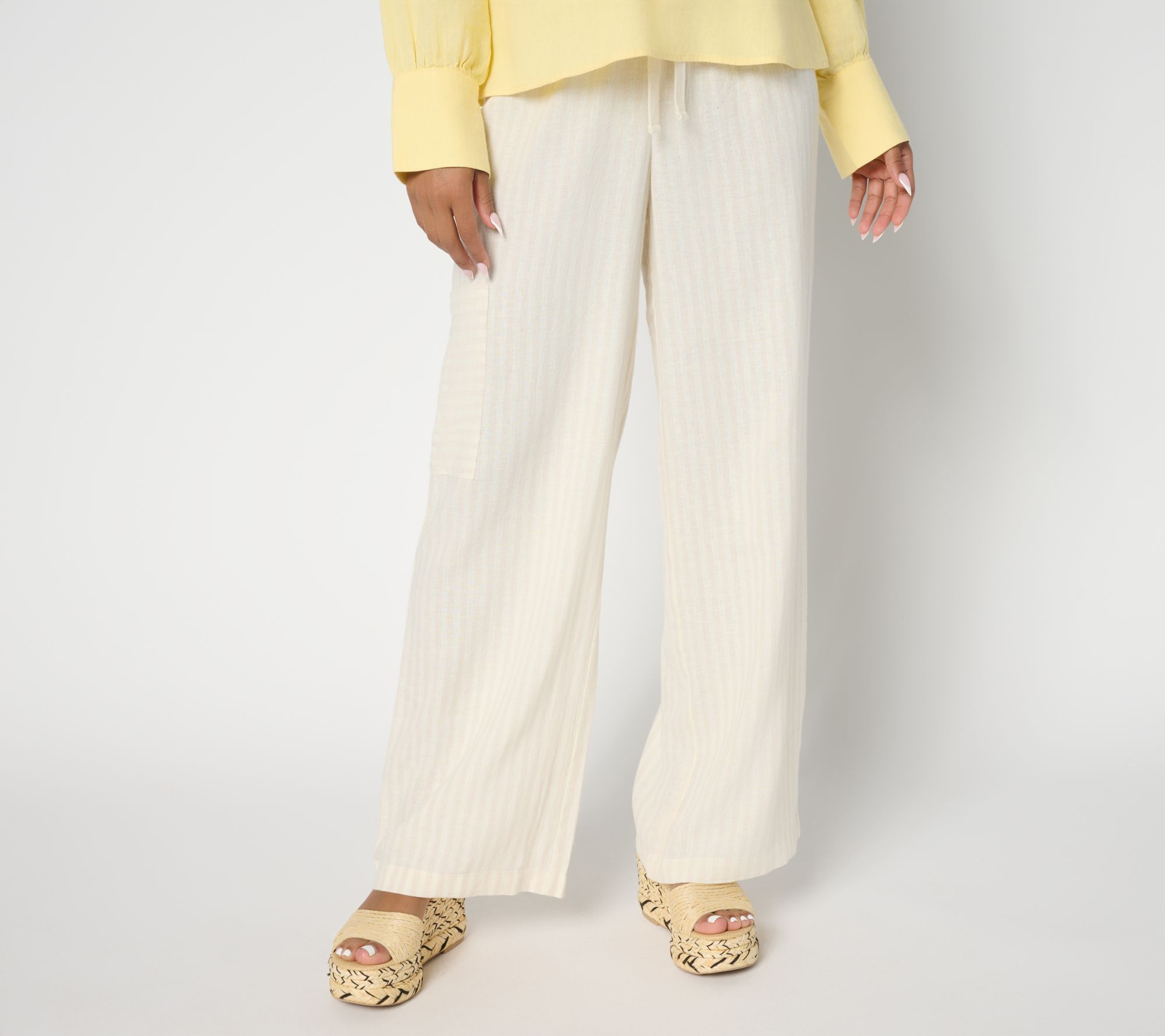 "As Is" Peace Love World Boheme Petite Linen Blend Tie Pant