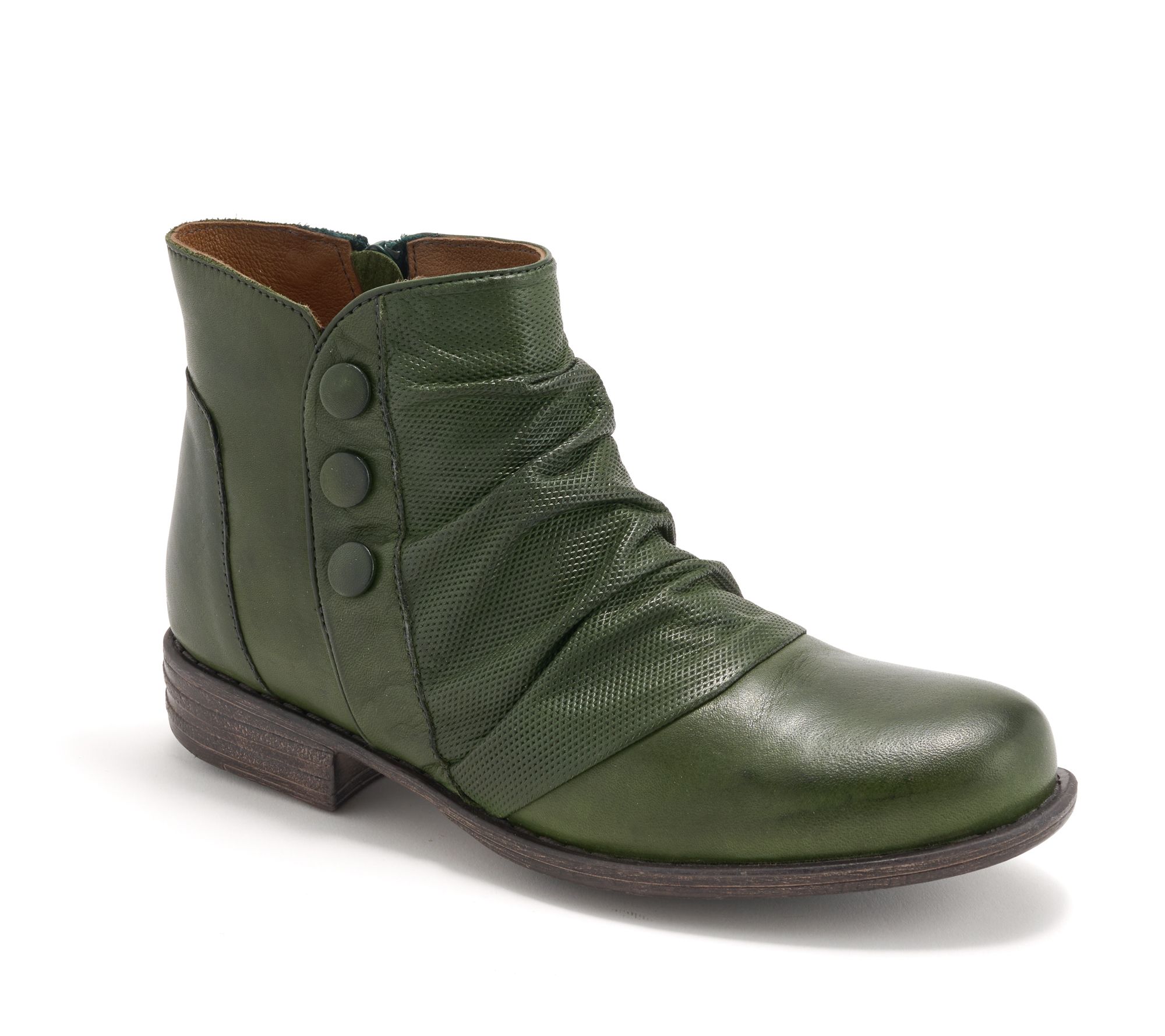 "As Is" Miz Mooz Ruched Leather Ankle Boots - Lacie